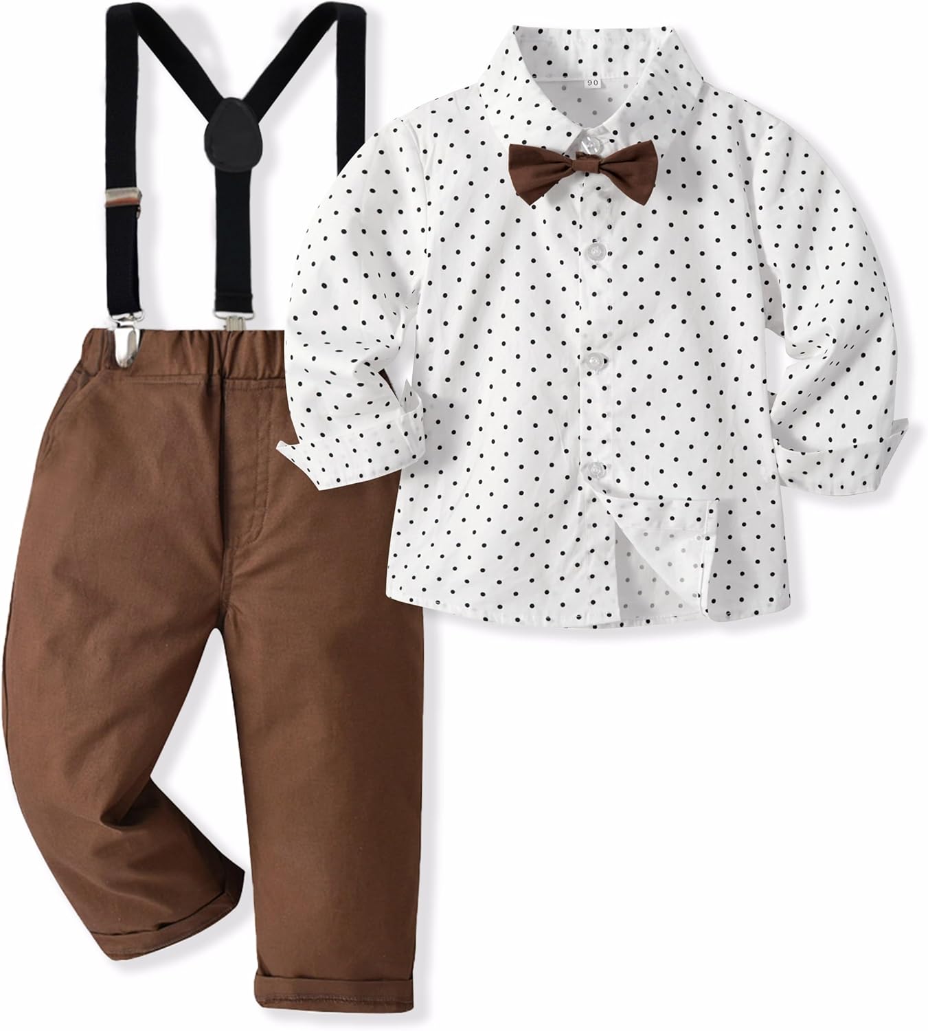 Volunboy Boys Clothes Set Toddler Gentlemen Wedding Suit Long Sleeve Bowtie Formal Dress Shirts Suspenders Pants Outfits