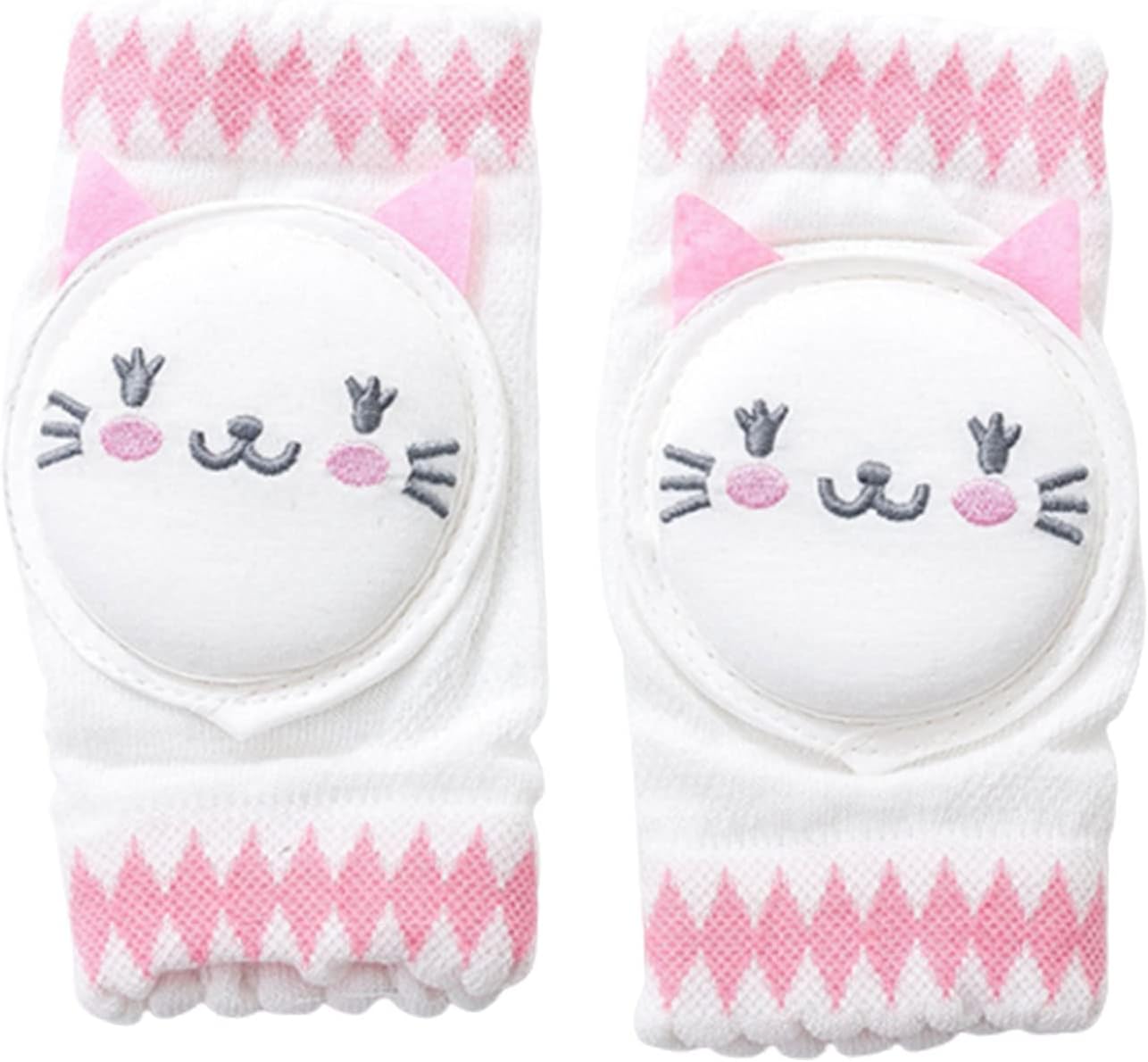 Baby Knee Warmers, Cartoon Cat Non-slip Crawling Mesh Breathable Knee Warmers for 0-4 Years Old Toddlers(1 Pair)