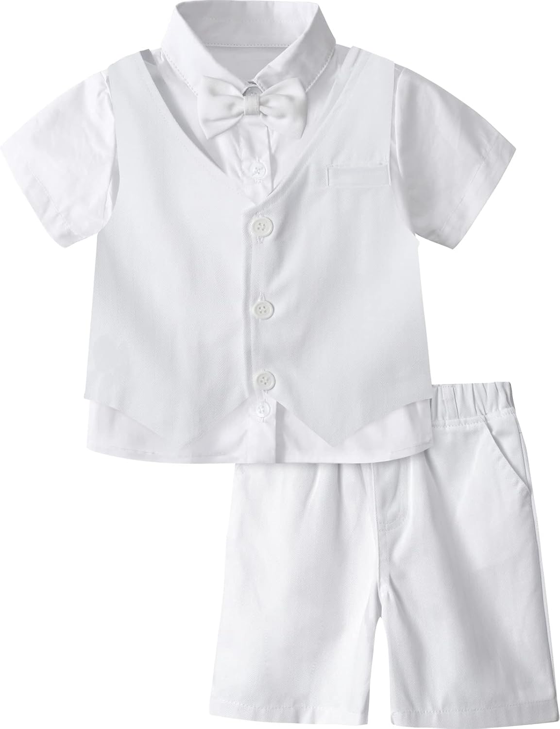 A&J DESIGN 4pcs Baby & Toddler Suit, 12 Months - 6 Years, Shirt & Shorts & Vest & Bow Tie