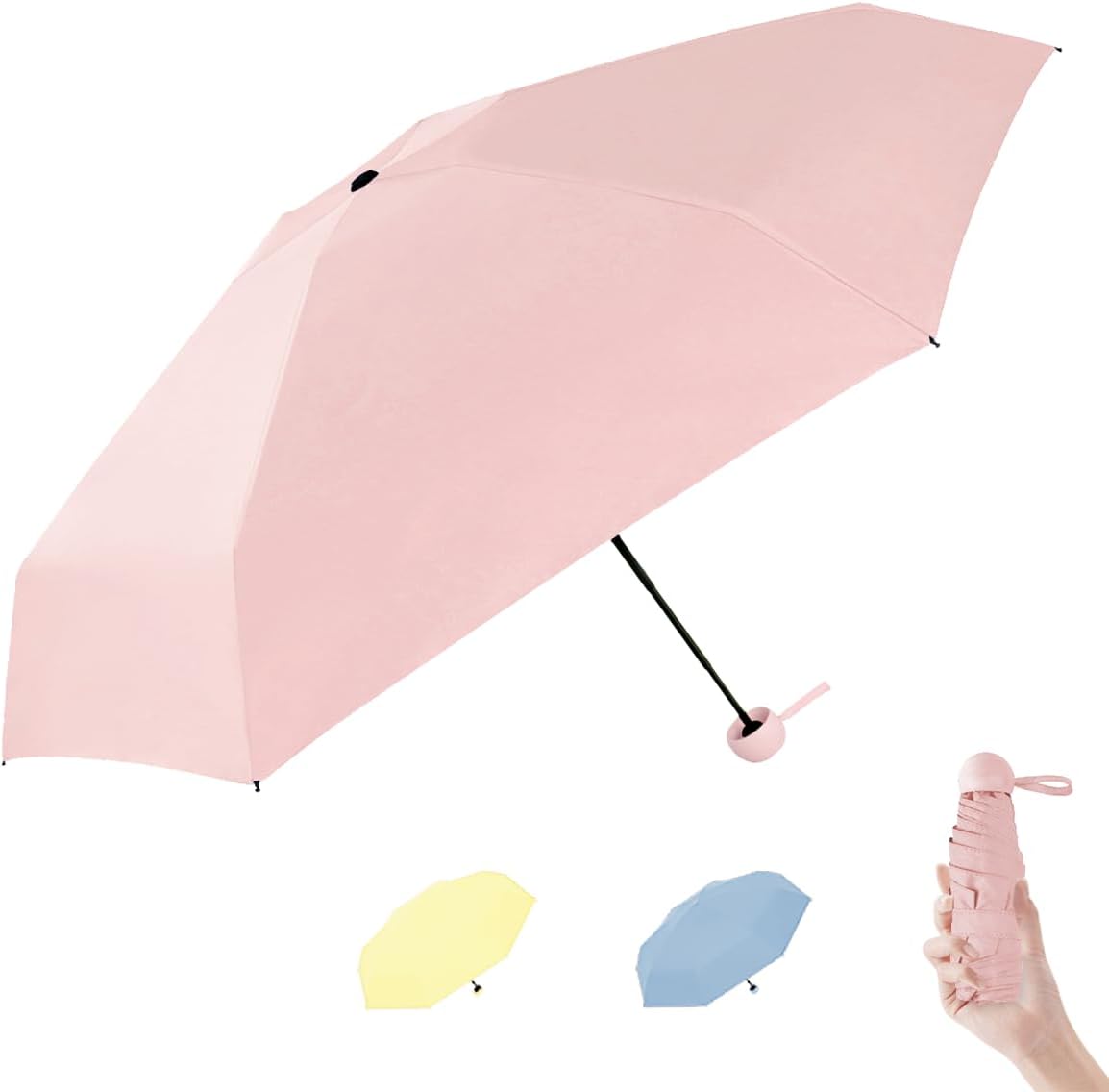 Mini Travel Umbrella Rain Compact Umbrella UV Protection Lightweight Folding Portable small Umbrellas for purse car backpack for Girls Women