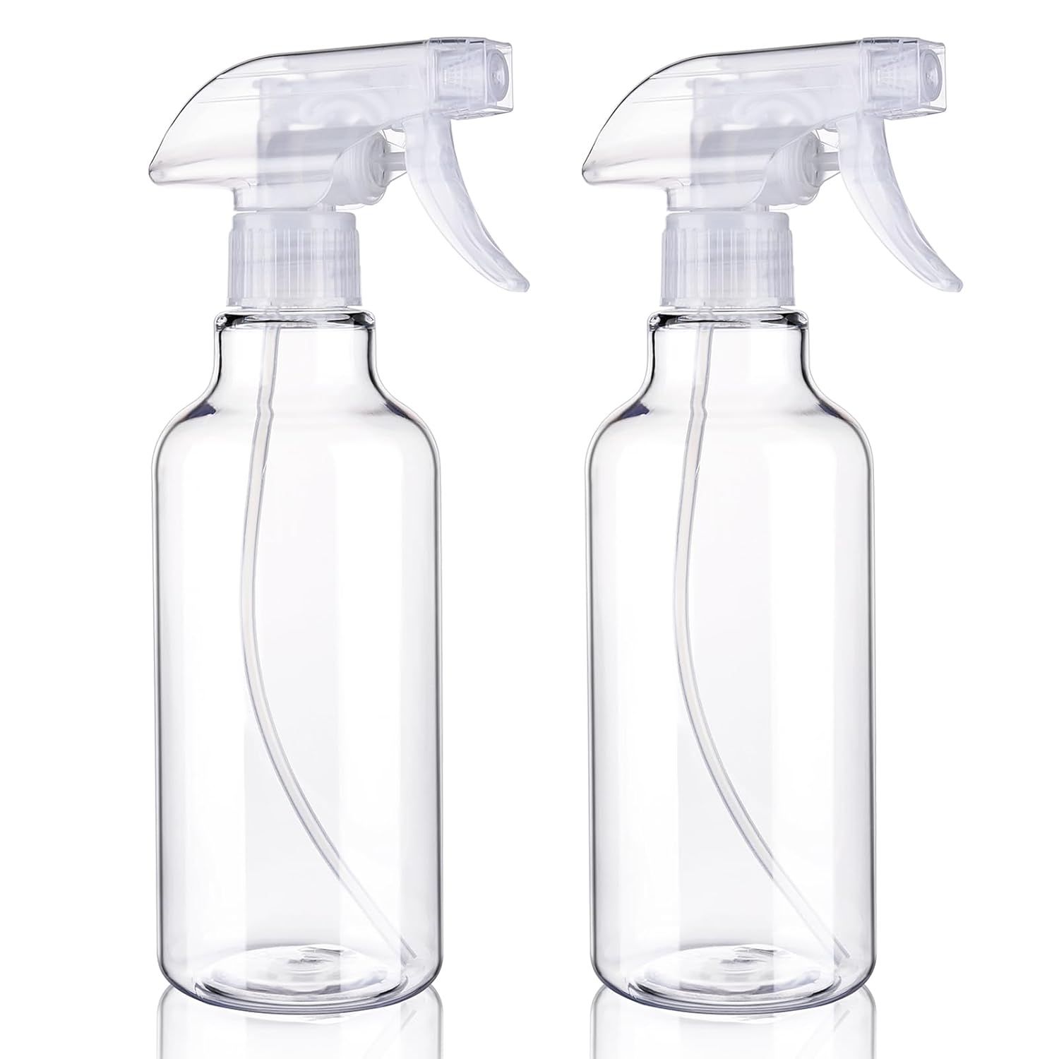 Plastic Spray Bottles Empty Spray Bottle 16.9oz/500ml 2 Pack Heavy Duty Spraying Bottles Mist/Stream Water Bottle for Cleaning Solutions, Essential Oils, Hair, Cooking (Clear)