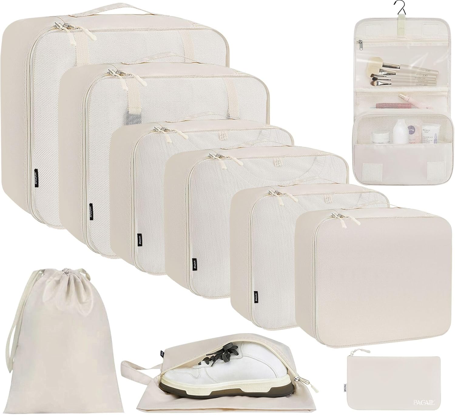 BAGAIL 8 Set/10 Set Packing Cubes Various Sizes Packing Organizer for Travel Accessories Luggage Carry On Suitcase