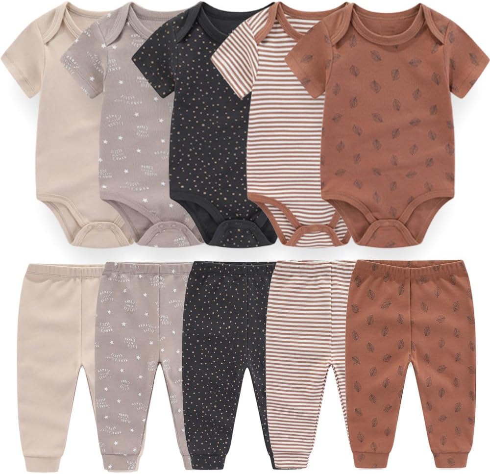 Baby Layette Set Baby Boys' 9-Piece Bodysuits Pants Set Toddler Girl Boy Unisex Baby Gift Sets