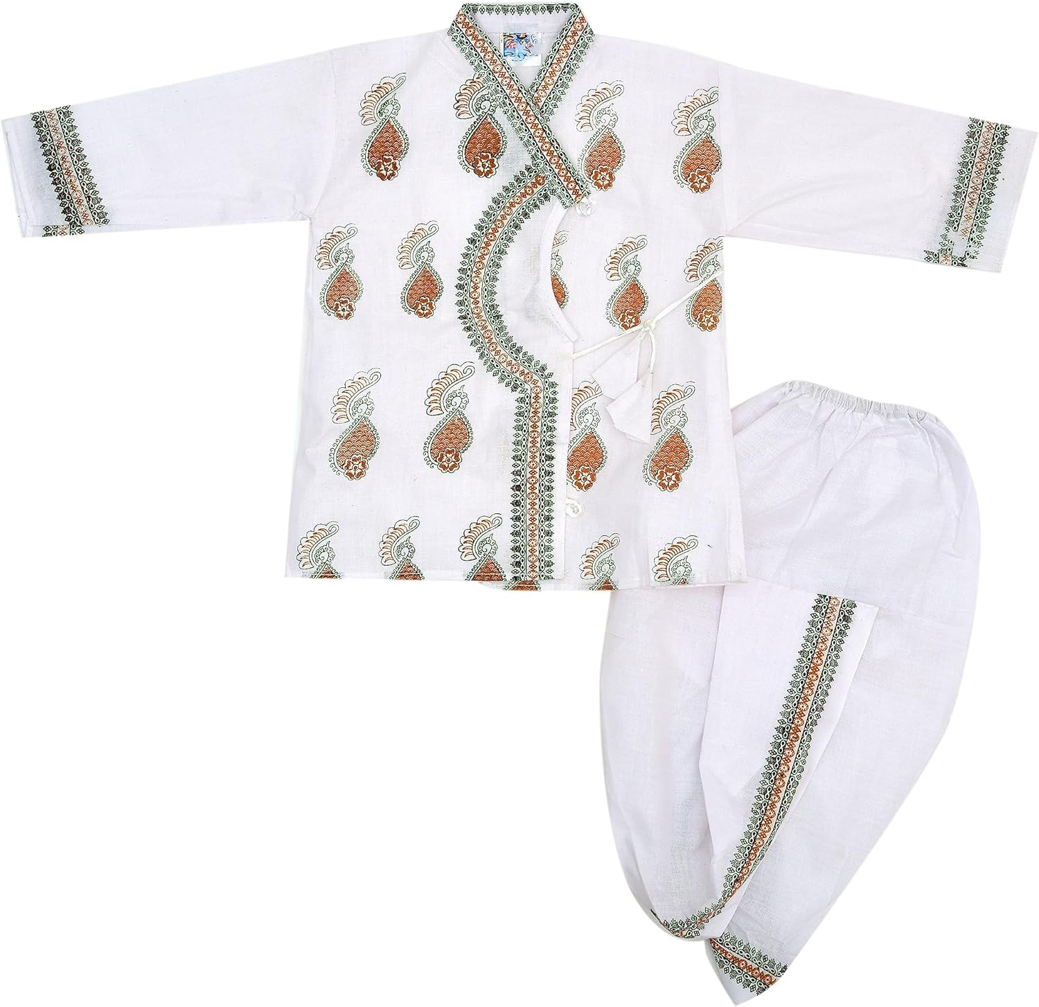 Full sleeves soft cotton dhoti kurta traditional indian dress for newborns, infants, and toddlers