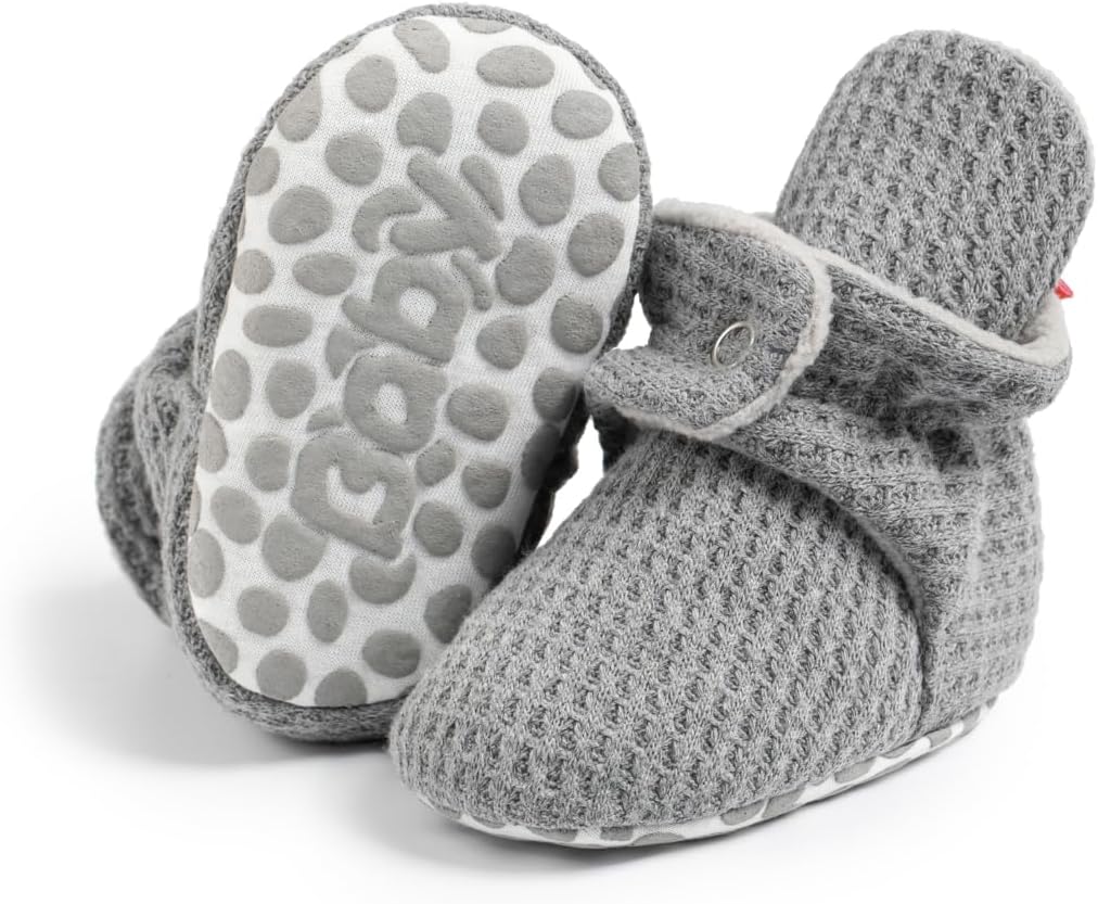 CENCIRILY Baby Unisex Booties Warm Fleece Winter Stay On Infant Slipper Socks Boys Girls Soft Non Slip Sole Newborn First Walkers Ankle Crib Shoes