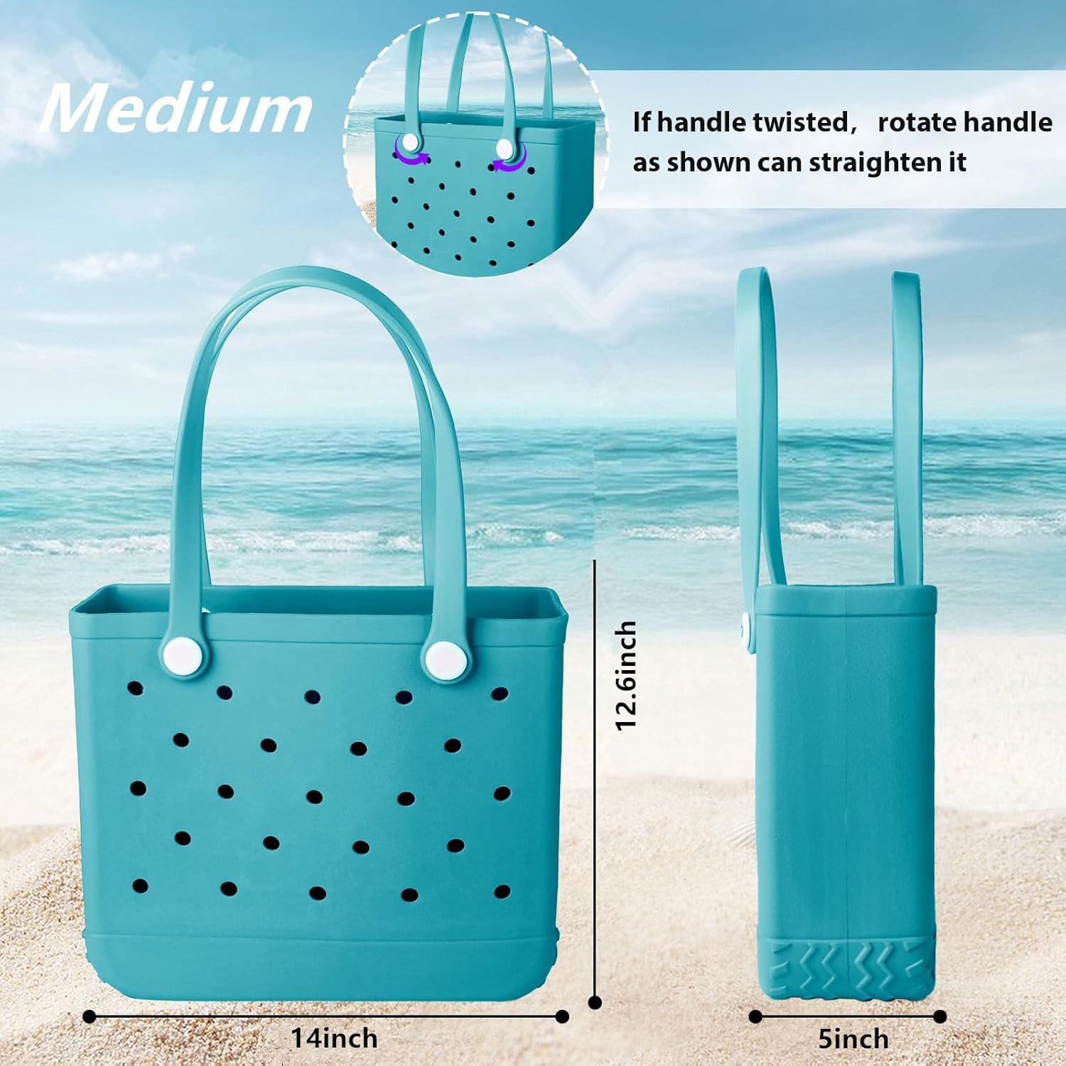 Medium Rubber Beach Bag for Men & Women, Large Capacity Travel Bag Beach Tote Bag for the Beach Boat Pool