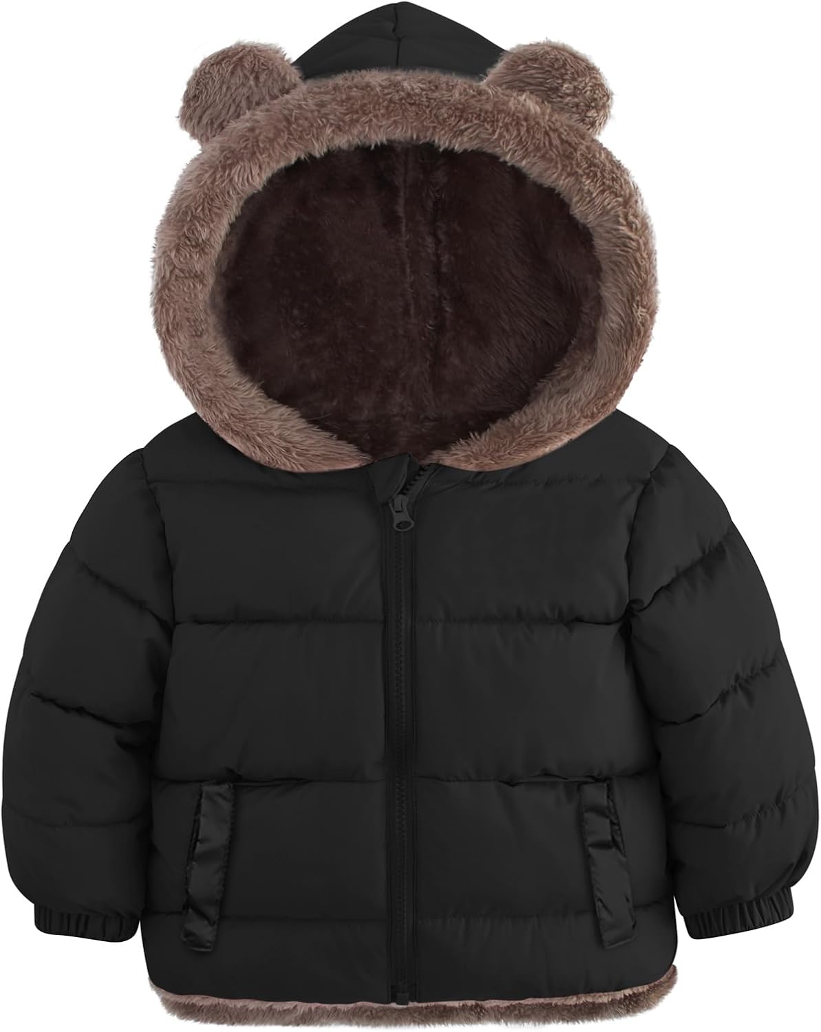 Enlifety 6M-5T Baby Toddler Winter Fleece Coat Boys Girls Cute Bear Ear Hooded Jackets with Pockets