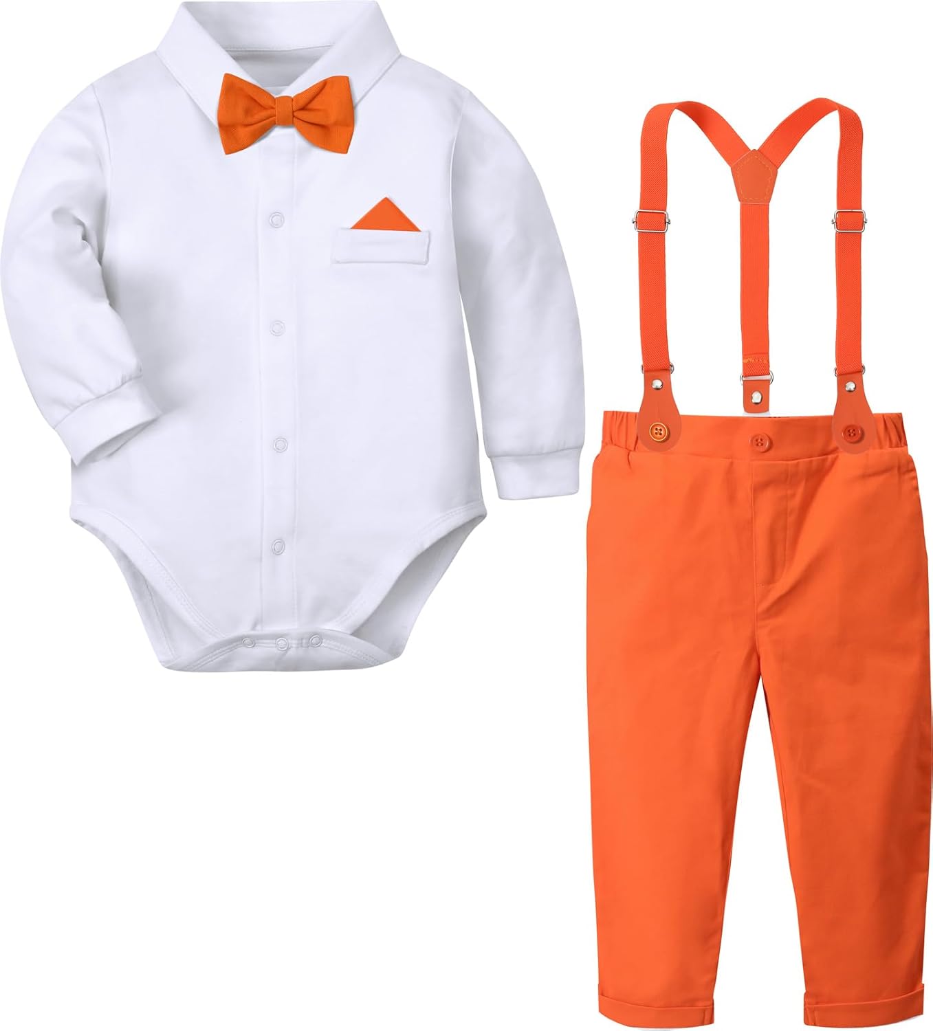 A&J DESIGN Baby Boys Suits Infant Gentleman Formal Wedding Suspenders Outfit with Bowtie