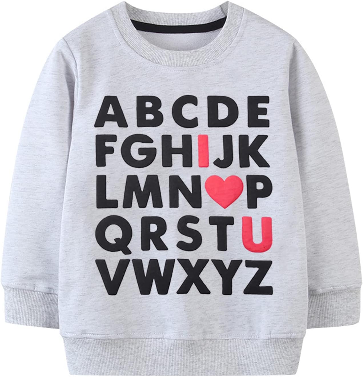 Mrocioa ABC I LOVE U Sweatshirt Toddler Boys Girls Shirt Kids Valentine's Day Outfit Long Sleeve VDAY Tops