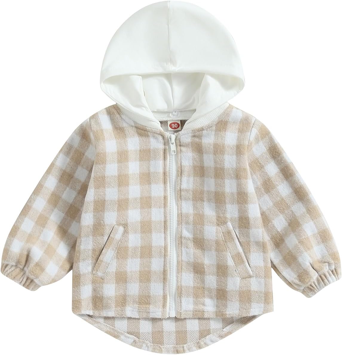 Douhoow Toddler Baby Plaid Jacket Baby Boy GIrl Flannel Hoodies Zip Up Hooded Fall Winter Outerwear Coat