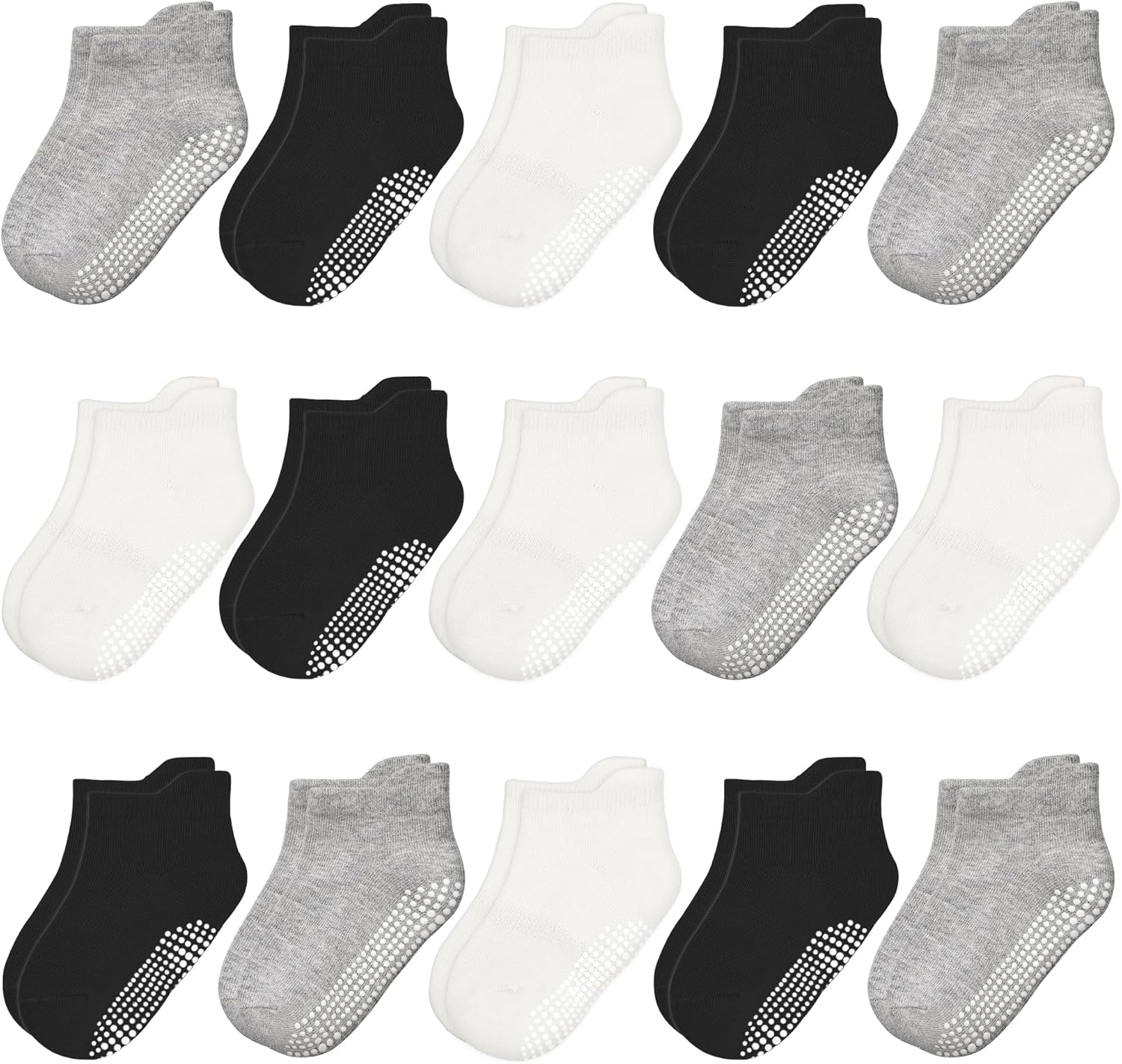 HYCLES Non-Slip Toddler Socks 15 Pairs Non Skid Low Cut Socks for 1-7 Years Anti Skid Ankle Socks for Baby Kids Boys Girls