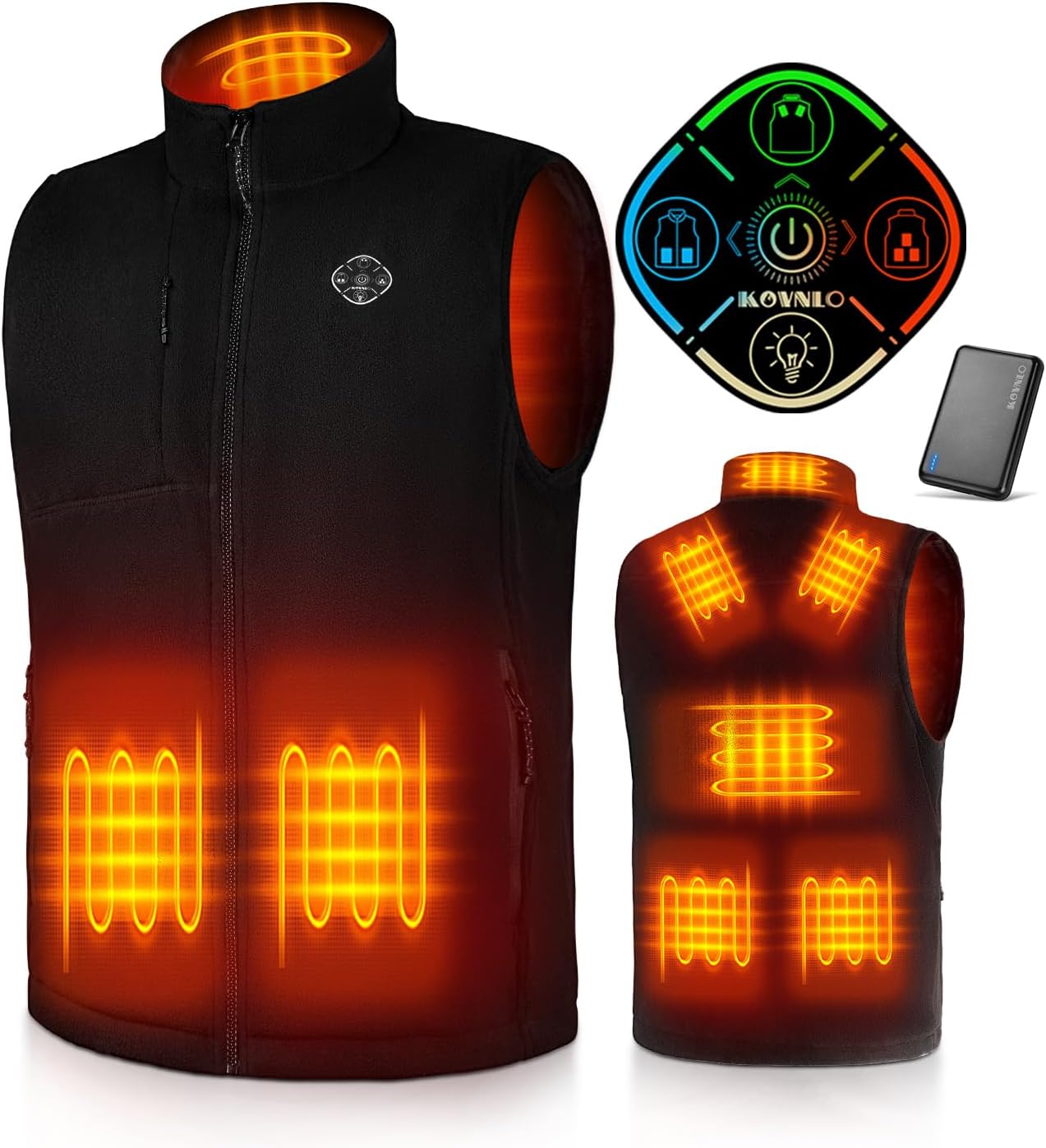 KOVNLO Heated Vest for Men with Battery Pack Included, Soft Fleece Smart Electric Lightweight Heated Jacket