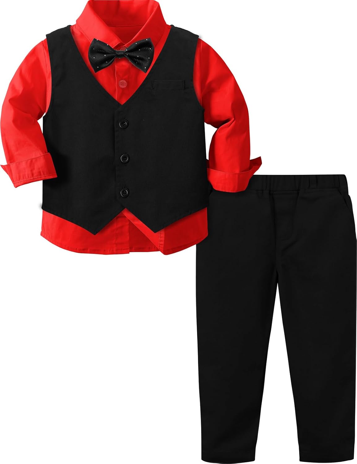 A&J DESIGN 4pcs Baby & Toddler Suit, 12 Months - 5T, Shirt & Pants & Vest & Bow Tie