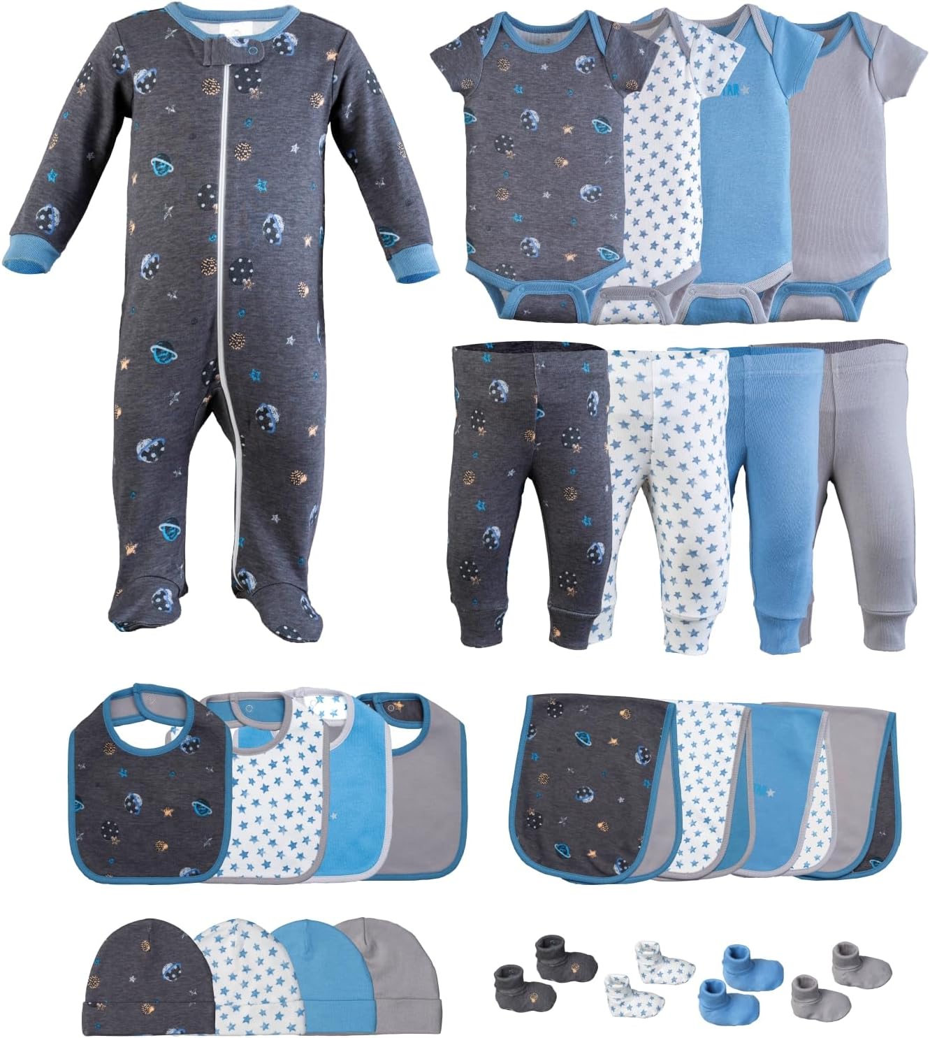 Newborn Layette Gift Set for Baby Boys or Girls - 25 Piece Newborn Clothes & Accessories Set