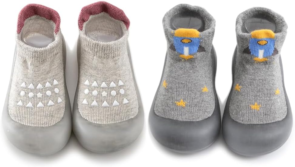 Baby Non Slip Socks Shoes Toddler Girls Boys First Walking Shoes Infant Indoor Floor Slipper Sneakers 2 Pairs