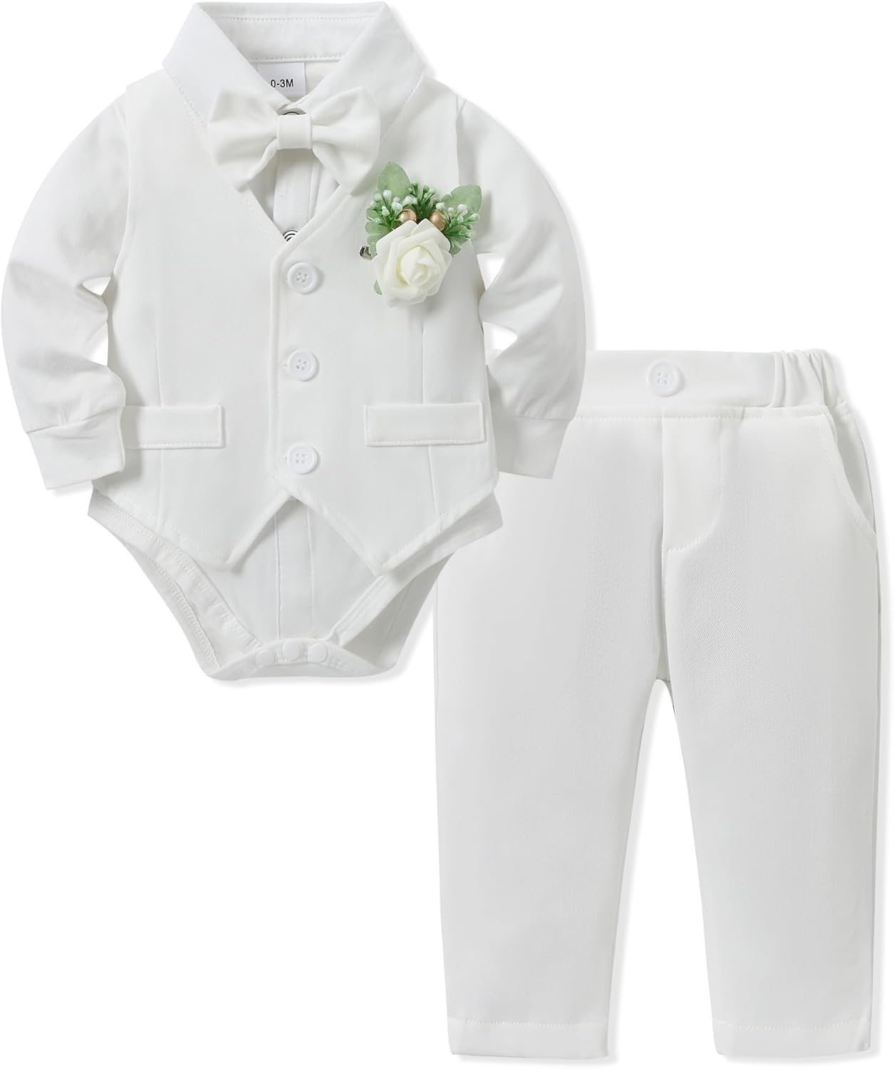 SANMIO Baby Boy Clothes Suits Infant Gentleman Outfit Collared Dress Shirt+Vest+Tie+Corsage+Pants 5Pcs Baby Suit Sets