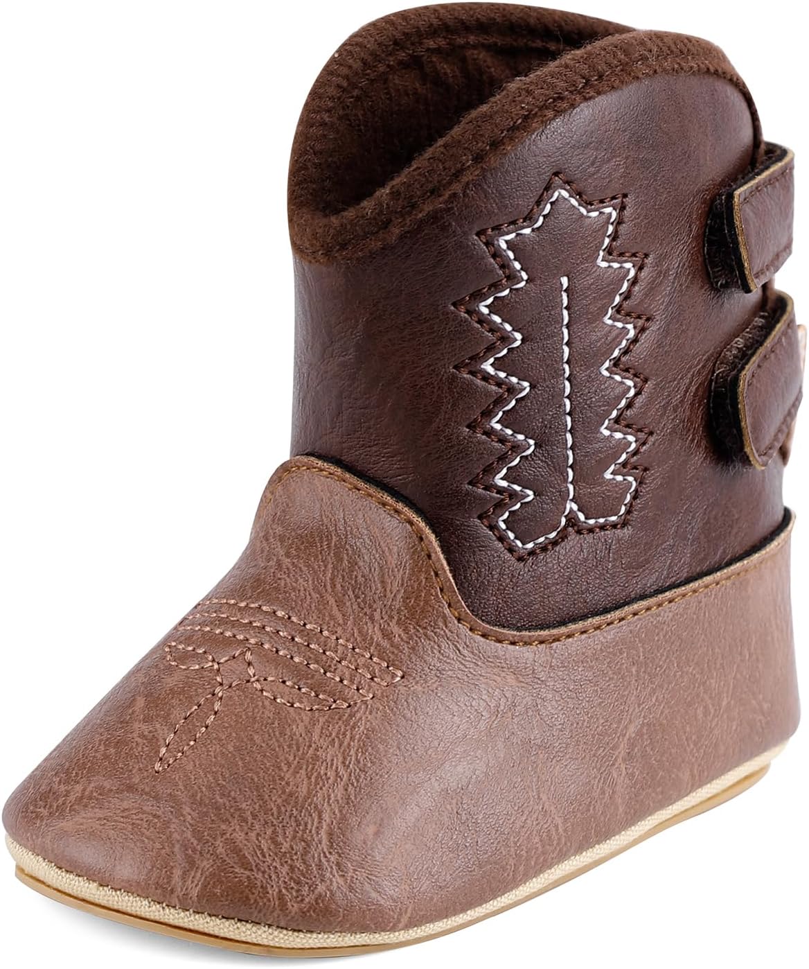 MK MATT KEELY Leather Western Boots Cowboy Bootie Soft Sole Non-Slip Crib Shoes for Baby Infant Toddler Girls Boys Newborn