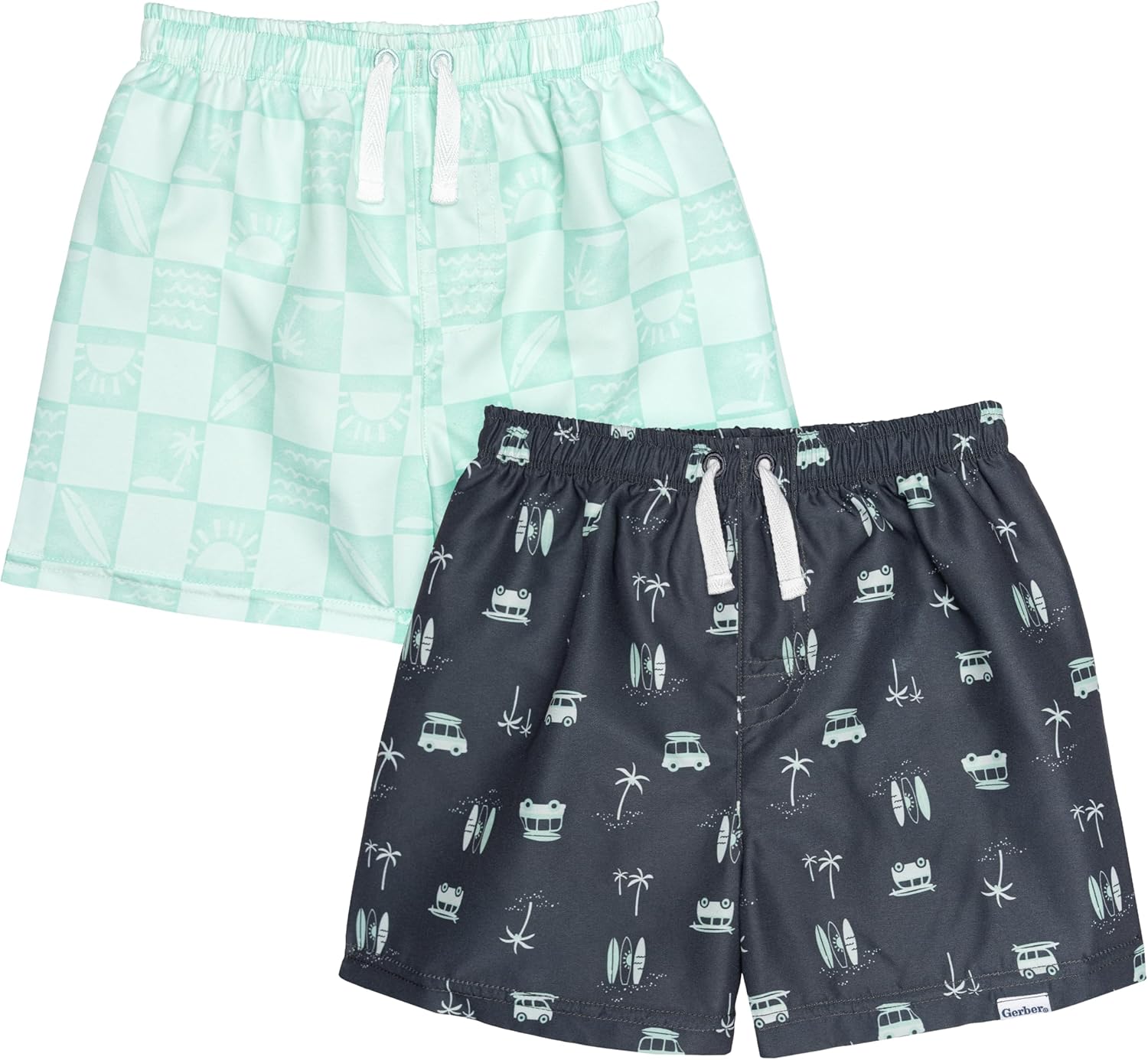 Gerber Baby Boys' Toddler 2-Pack Swim Trunks