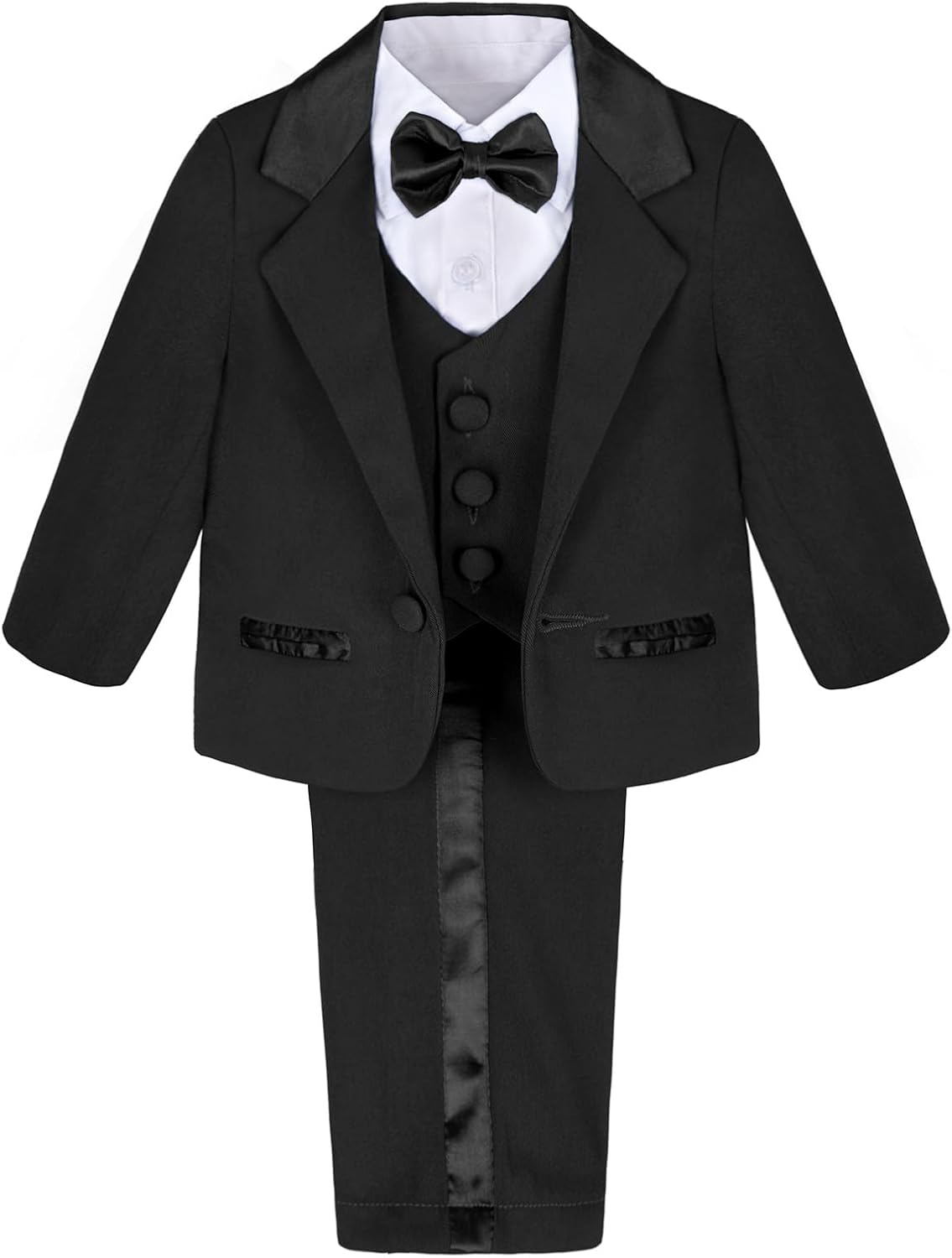 A&J DESIGN Baby Tuxedo 5-Piece Set Jacket & Shirt & Vest & Pants & Bowtie 6 Months - 3T