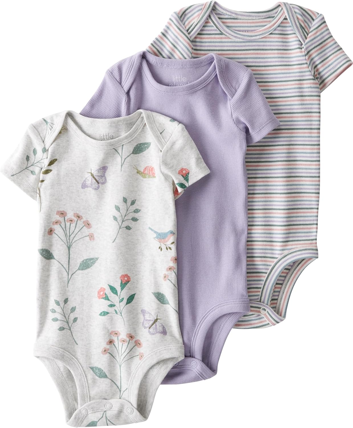 little planet by carter's Unisex 3-pack Short Sleeve Bodysuits Made With Organic Cotton