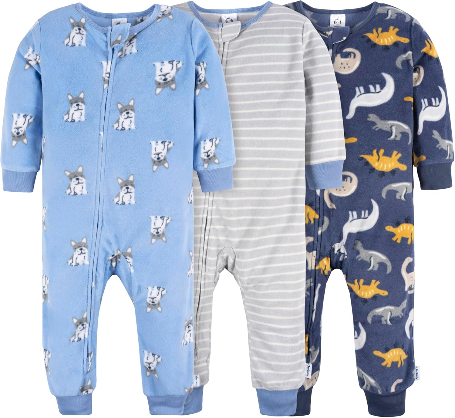 Gerber Baby Boys' Flame Resistant Fleece Footless Pajamas (3 Pack)