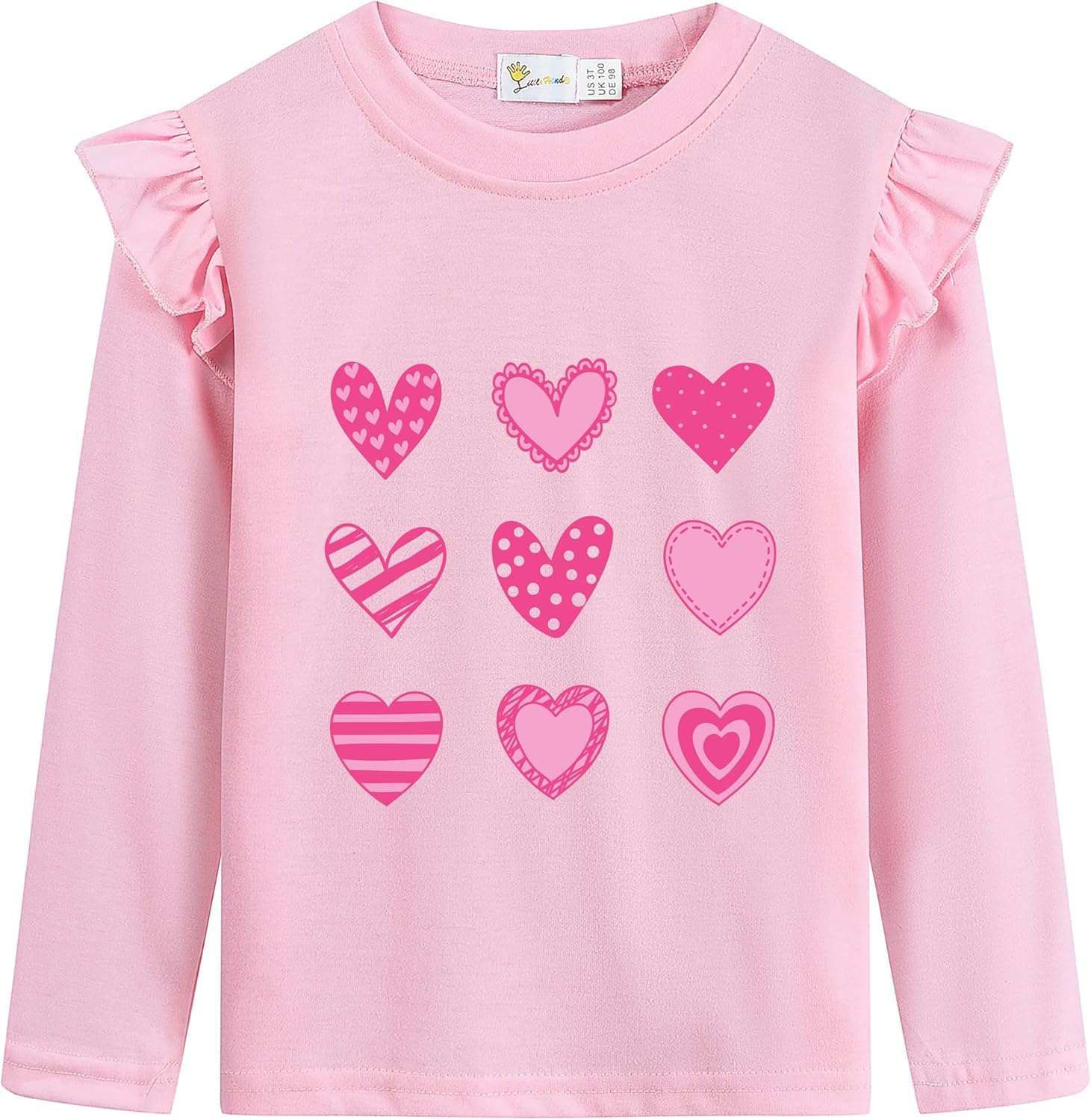 Valentine's Day Shirt for Girls Love Graphic T-Shirts Cute Butterfly Heart Print Tee Valentine Gift Tees Tops 2-8 Years