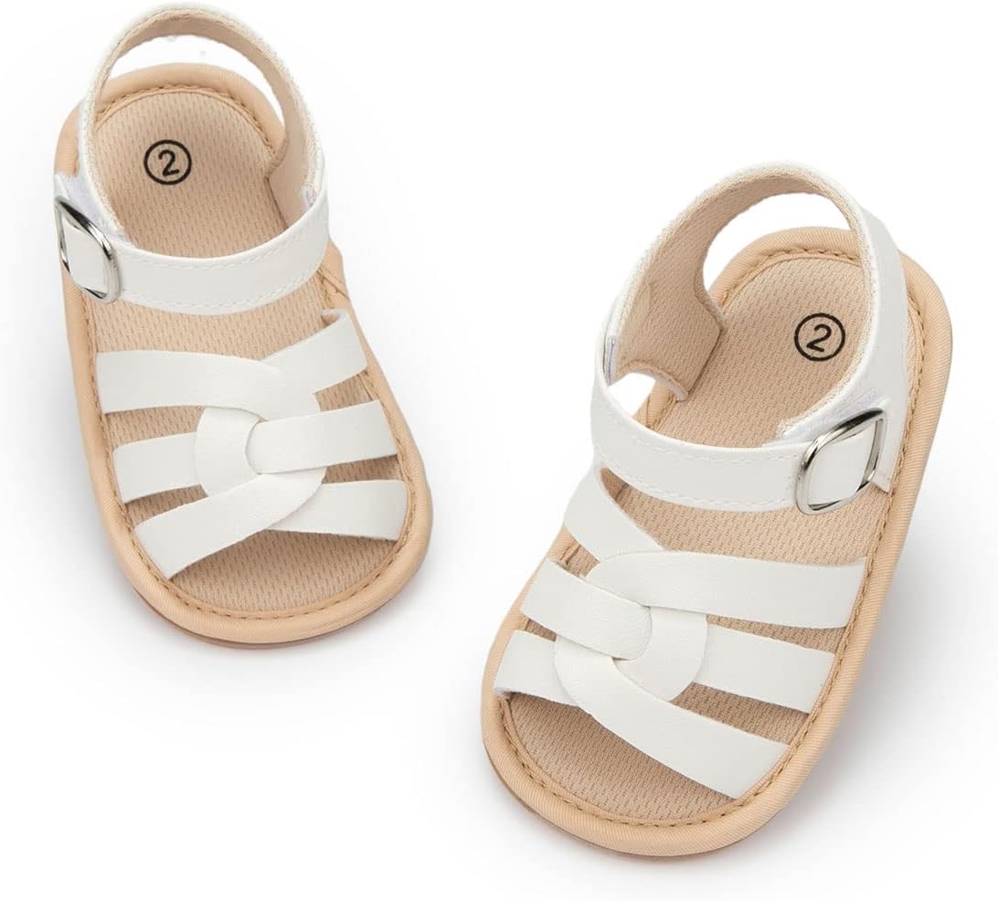 Infant Boys Girls Sandals Breathable Premium Baby Summer Outdoor Casual Beach Shoes Lightweight Toddler Flower Bowknot Anti Slip Rubber Sole Newborn Prewalker First Crib Shoes