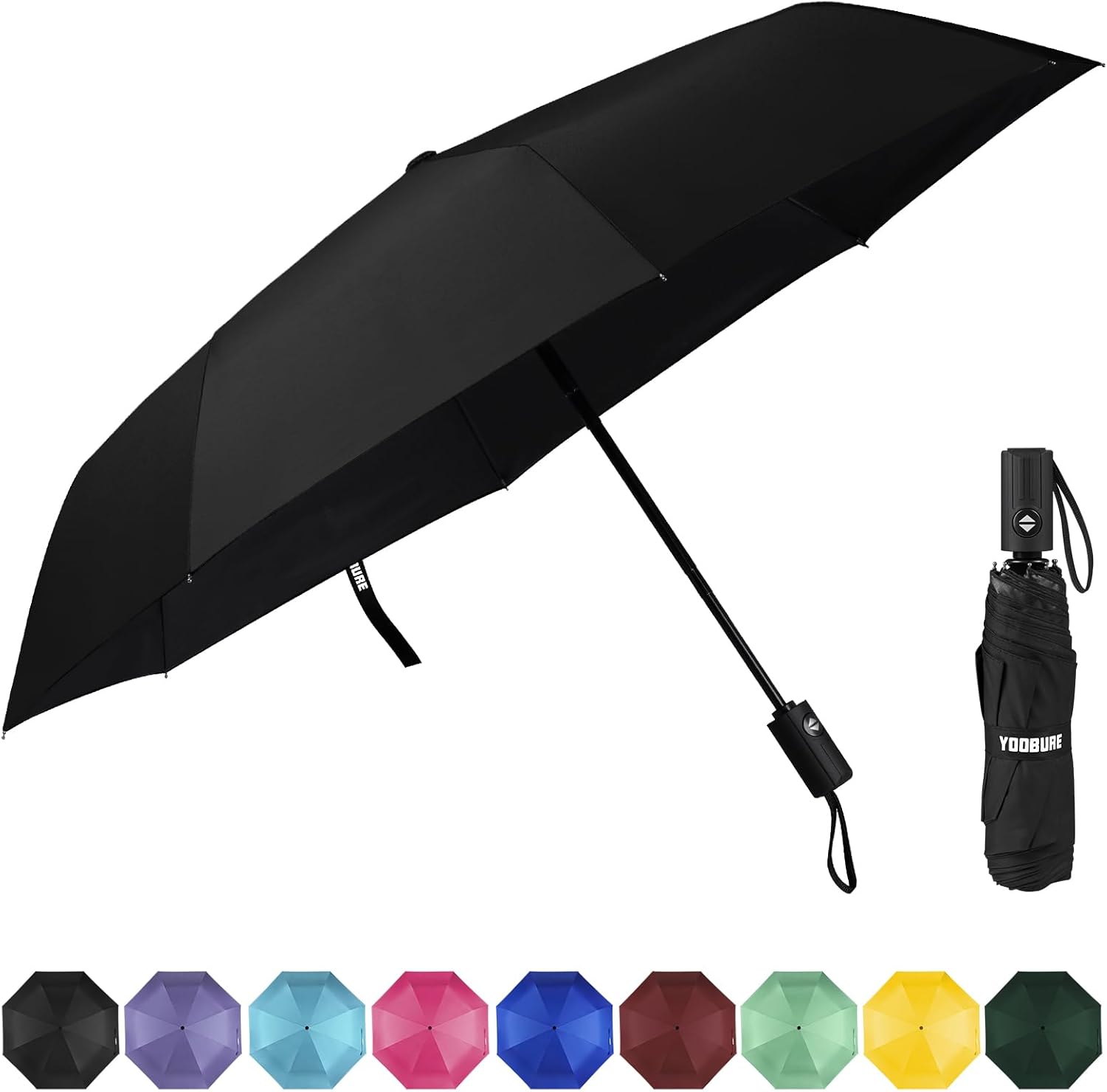 Yoobure Windproof Travel Umbrella, Automatic Umbrellas for Rain, Portable & Compact Umbrella for Backpack, Sun Umbrella for Walking, Folding Small Umbrella for Car, Lightweight Strong UV Protection