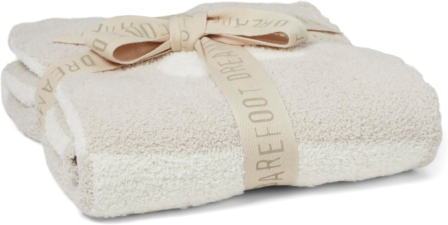 Barefoot Dreams CozyChic Cuddle Receiving Blanket, Cream-Stone, 30"x30"