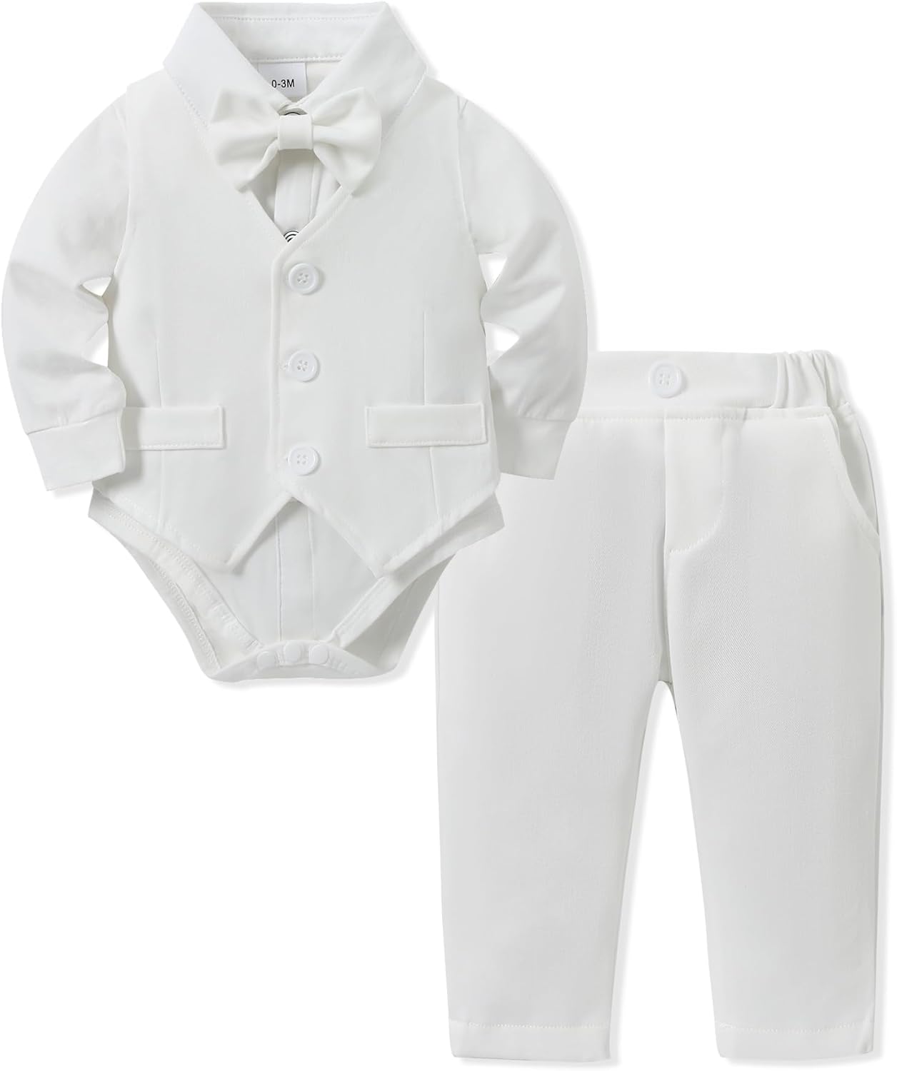 YALLET Baby Boy Clothes Suit 0-24 Months Infant Gentleman Outfits Formal Dress Shirt+Bowtie+Vest+Pants Set Baby Wedding Suits