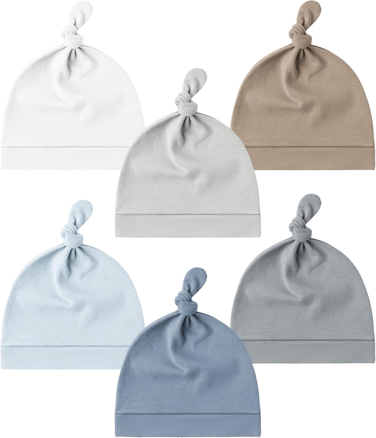 Konssy 6 Pack Baby Newborn Hats Set Knot Beanie Hats Soft for Infant Baby Girls Boys Caps 0-6 Months