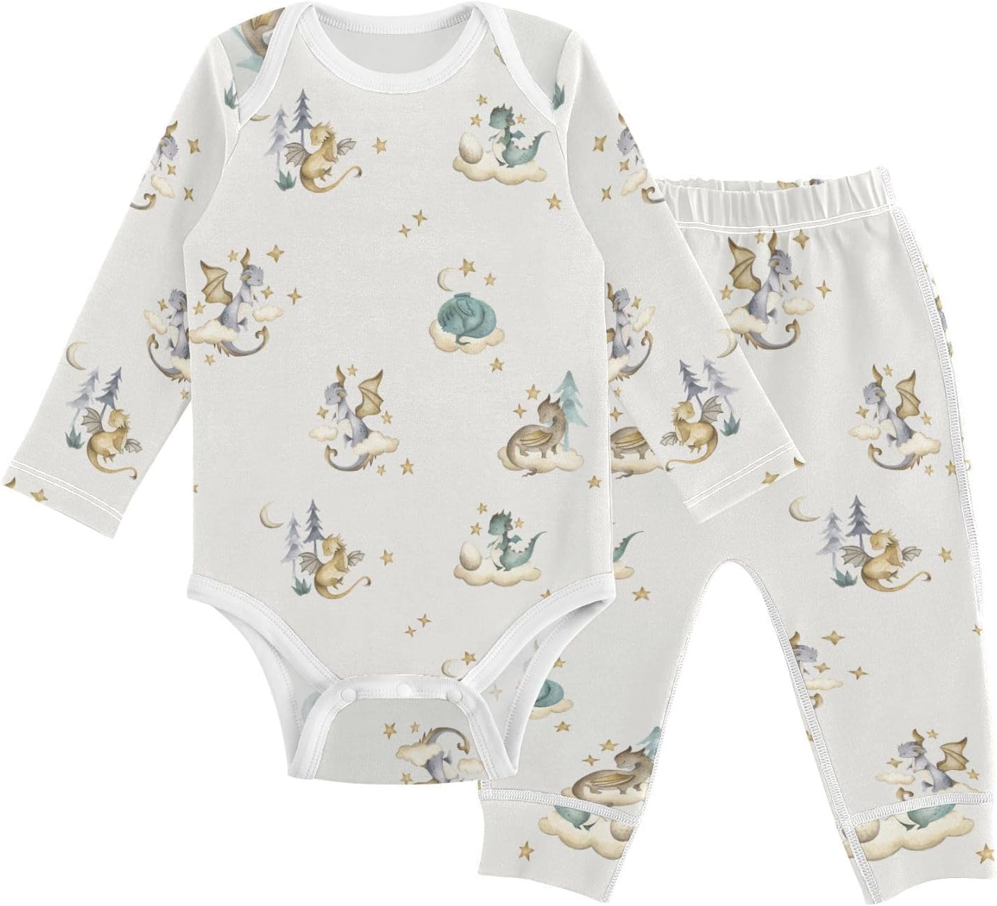 vvfelixl Baby Bodysuits Pants Sets White Gooses Long Sleeve Baby Clothes for Boys Girls 0-24M