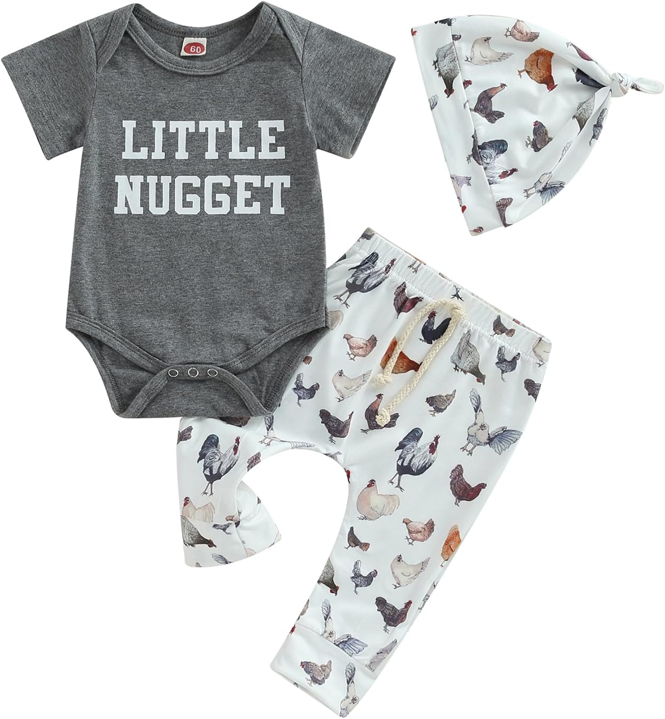 Baby Layette Set Infant Boy Farm Animals Bodysuit Clothes Letter Romper+Pants Newborn Coming Home Outfit with Hat