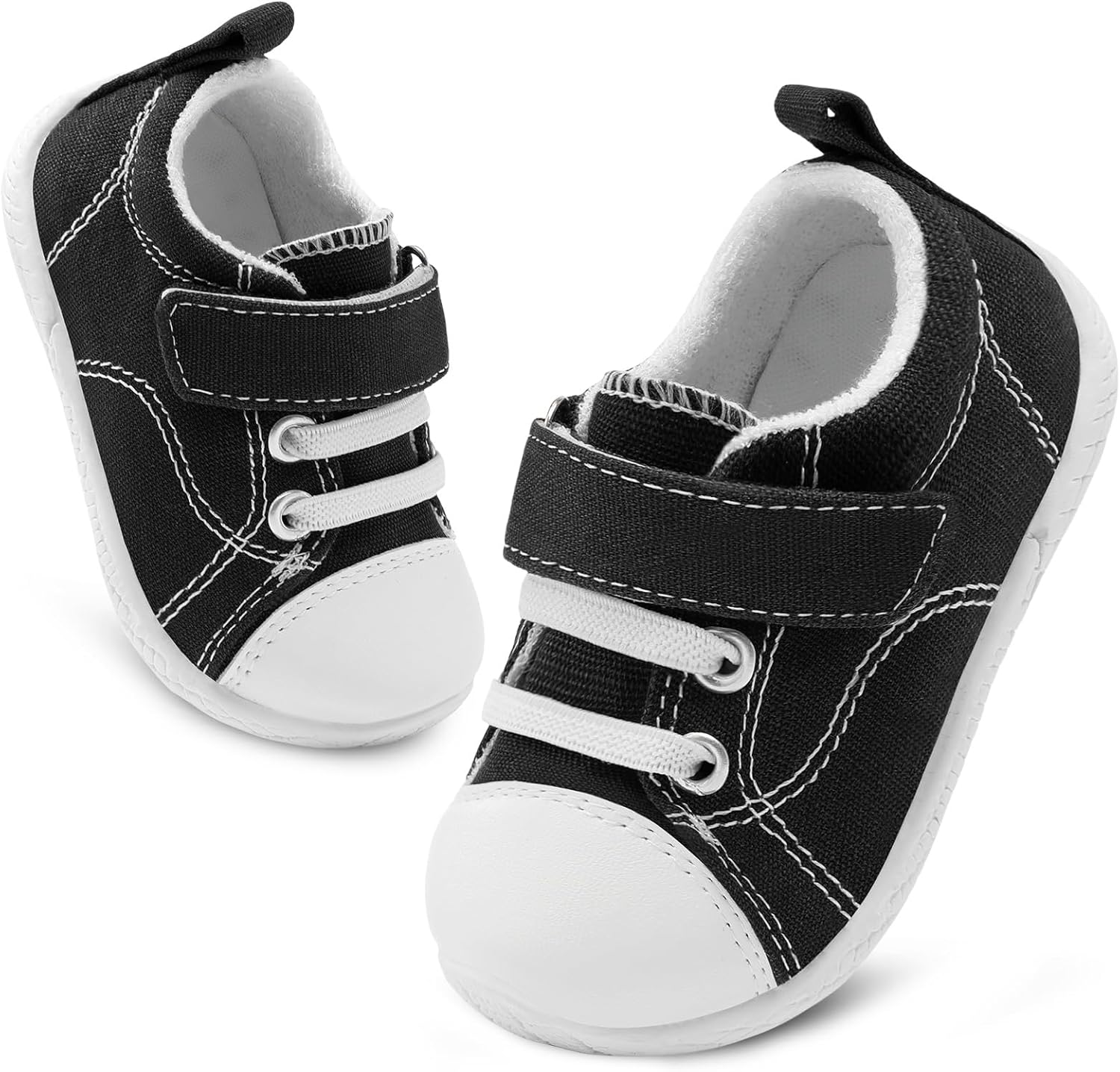 FEETCITY Baby Canvas Shoes Boys Girls Baby First Walking Shoes Infant Crib Shoes Slip On Sneakers