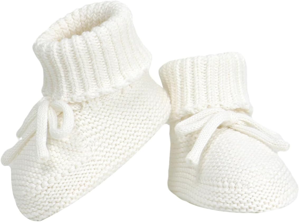 Hadetoto Baby Booties Newborn First Walkers Cozy Shoes Warm Knit Soft Booties for Toddler Infant Boy Girl