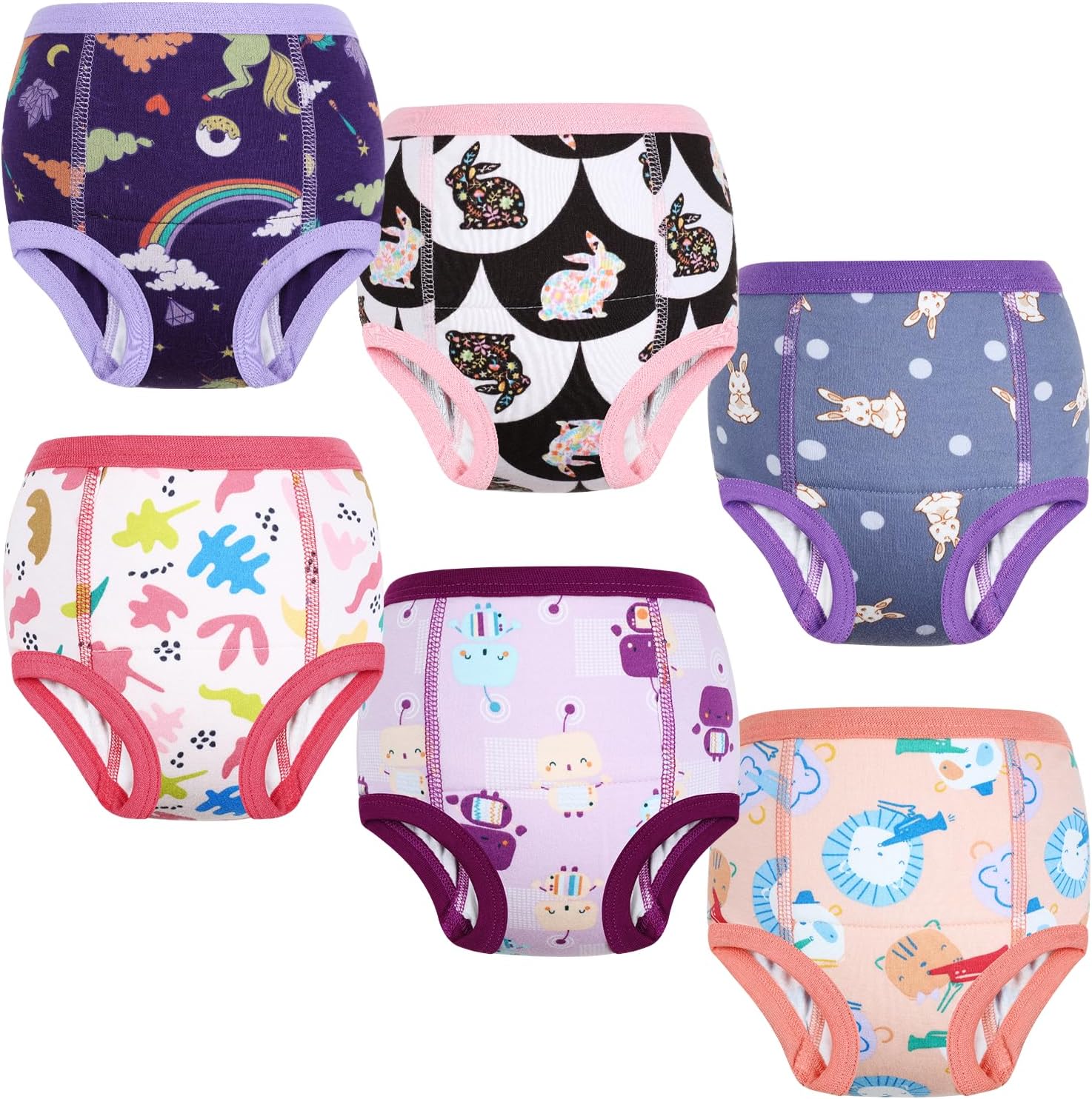 MOEMOE BABY Training Underwear 6 Packs Absorbent Potty Training Pants for Baby Boys and Girls 2T-9T