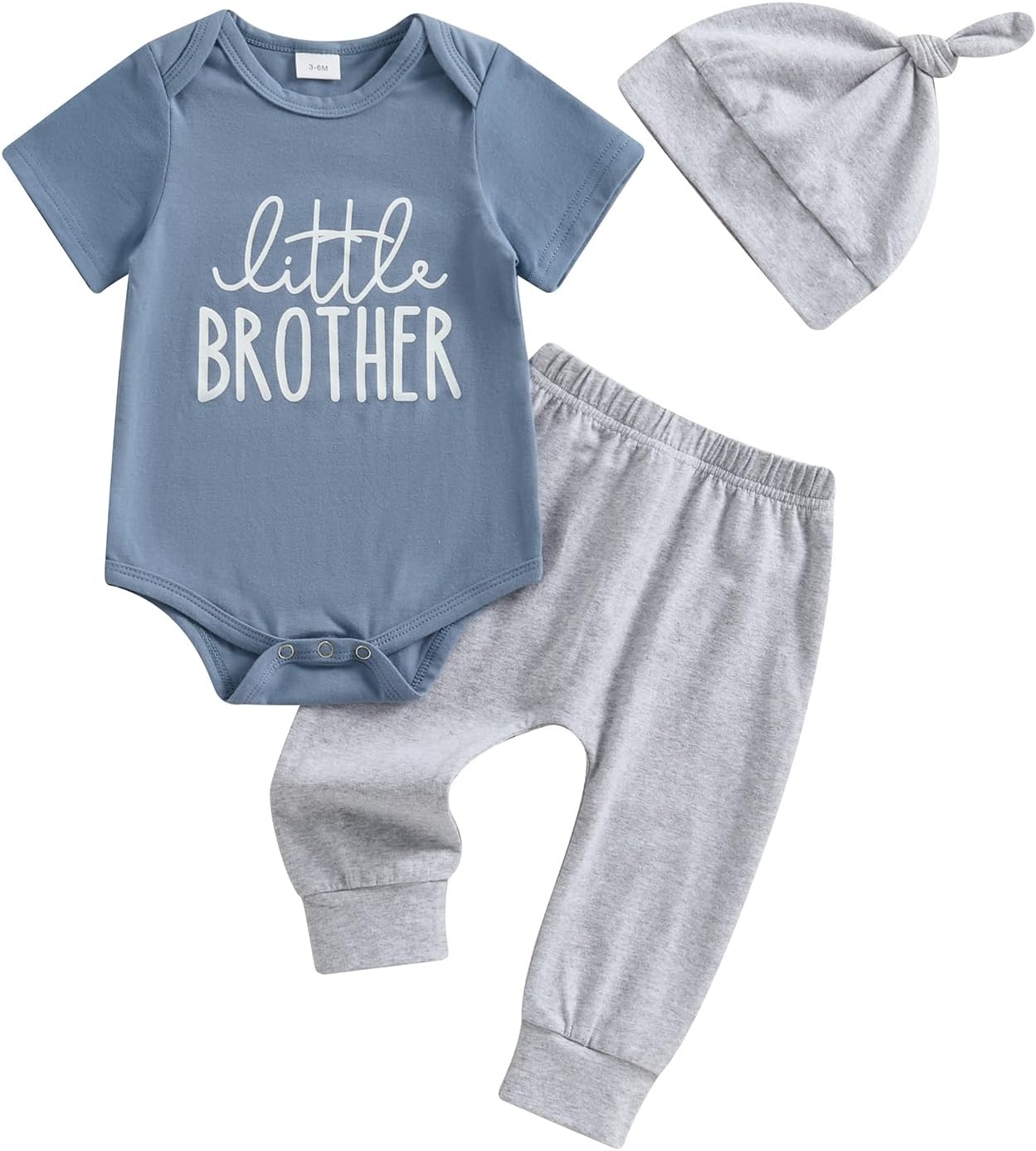 Little Brother Newborn Outfit T-Shirt Romper Top and Pants Sets Baby Coming Home Hospital Clothes Summer Clothing