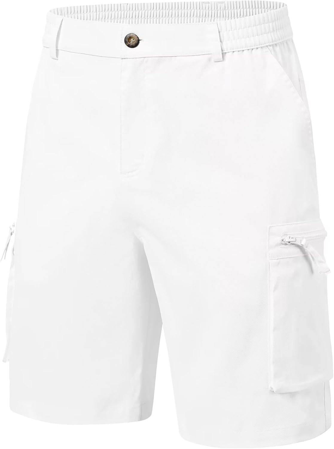 QPNGRP Men's 9" Inseam Stretch Waist Zipper Cargo Shorts with 6 Pockets