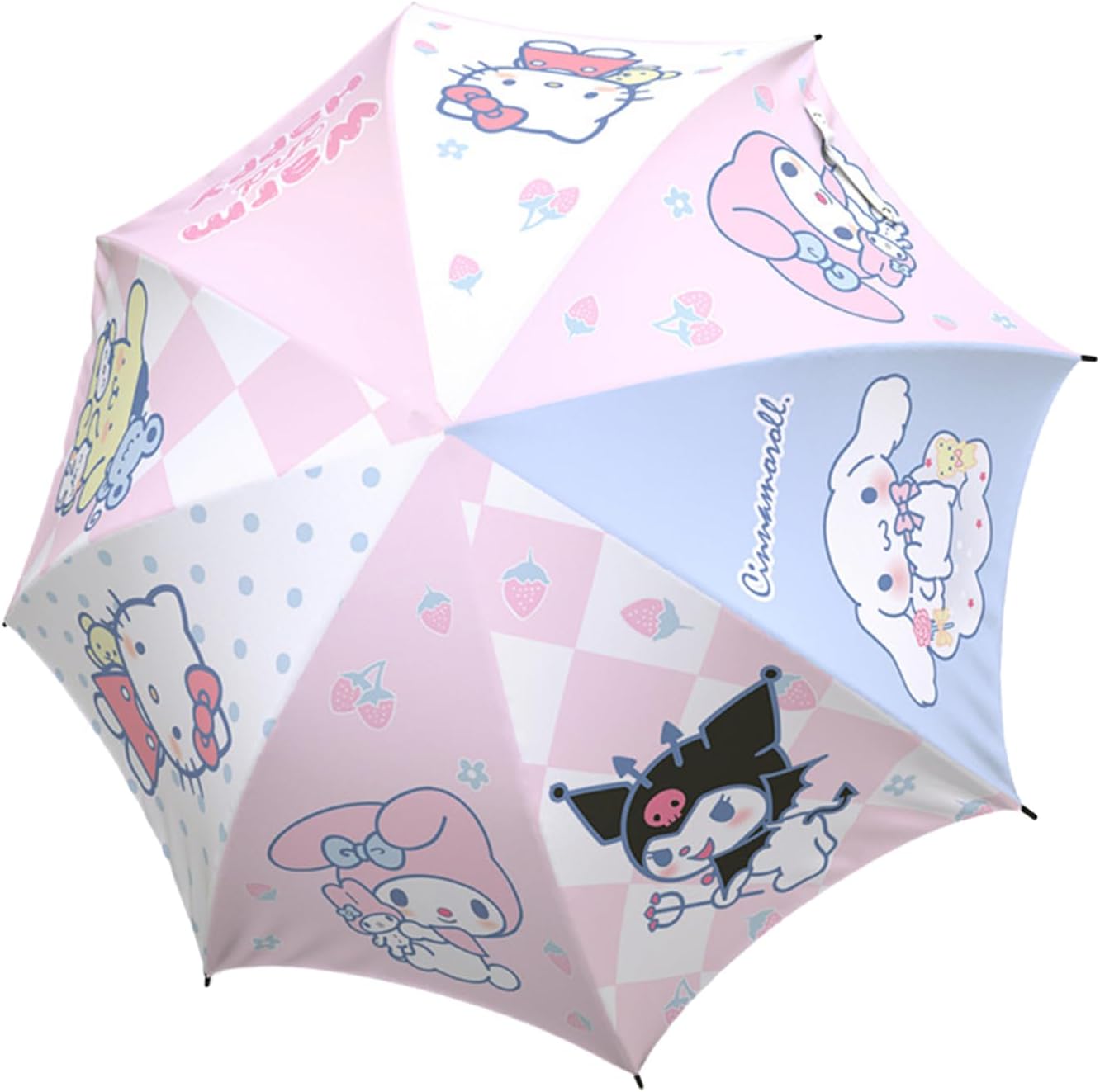 Rondlaho Cartoon Kitty Umbrellas, Auto Open Close Glue Coating Sun Umbrella, Waterproof & UV Protection Compact Folding Umbrellas, Windproof Travel Portable Parasols Umbrellas for Girls and Women