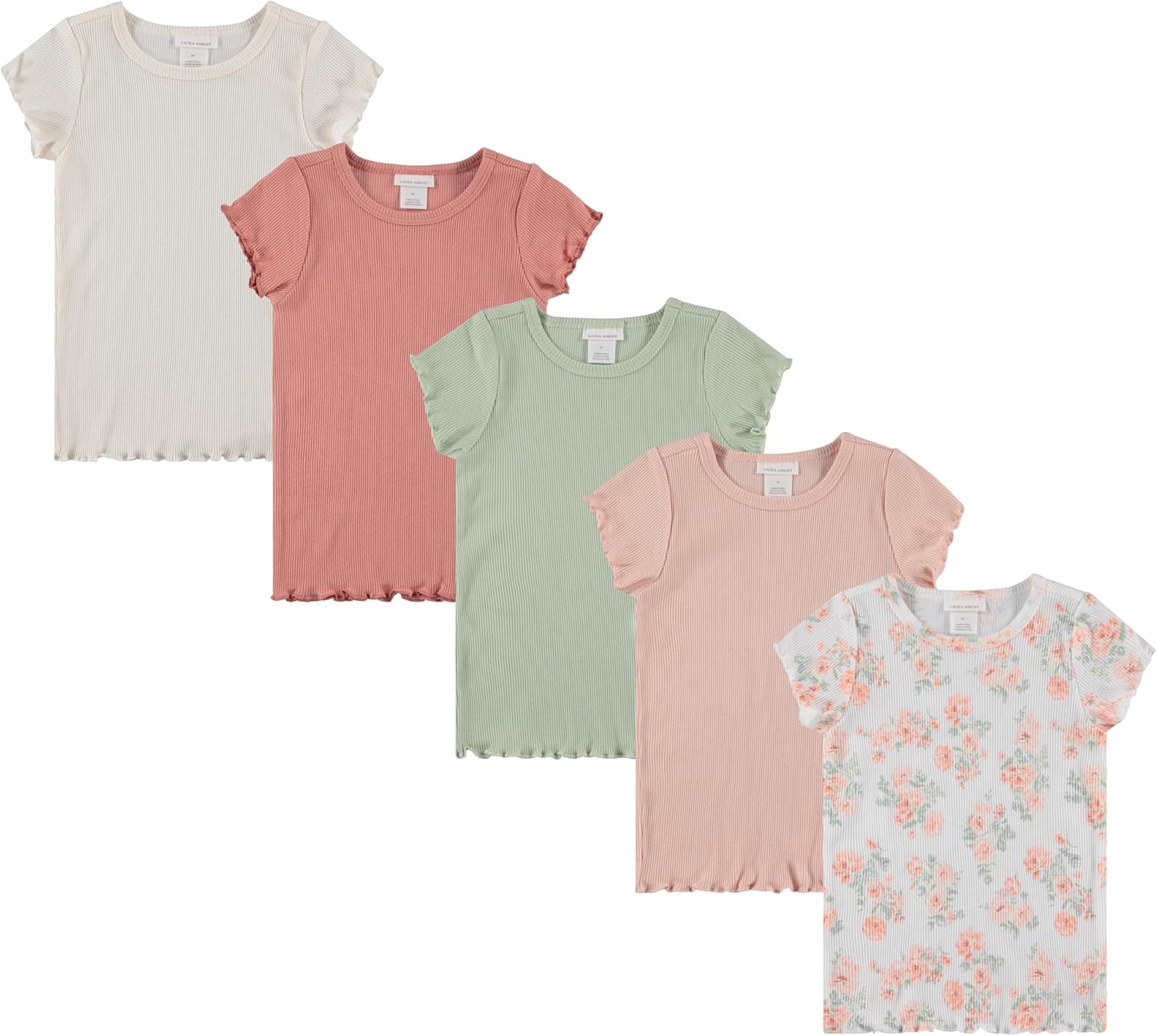 Laura Ashley 5-Pack Infant & Toddler Girls Shirts - Stylish Comfort and Fashion. Multipack Children's Essentials.