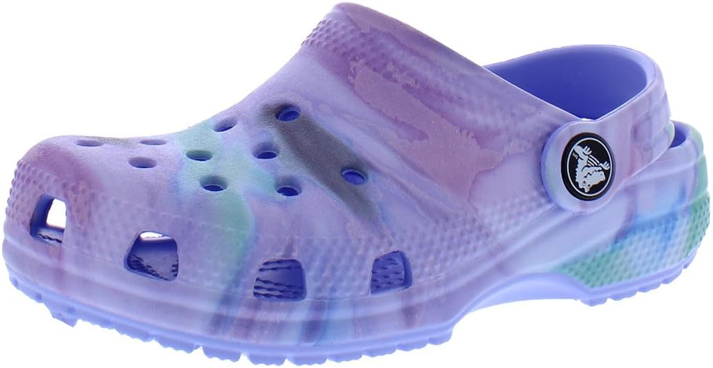 Crocs Classic Swirl Dye Clog Infant/Toddler Shoes Size 8, Color: Purple/Green/Pink-Purple