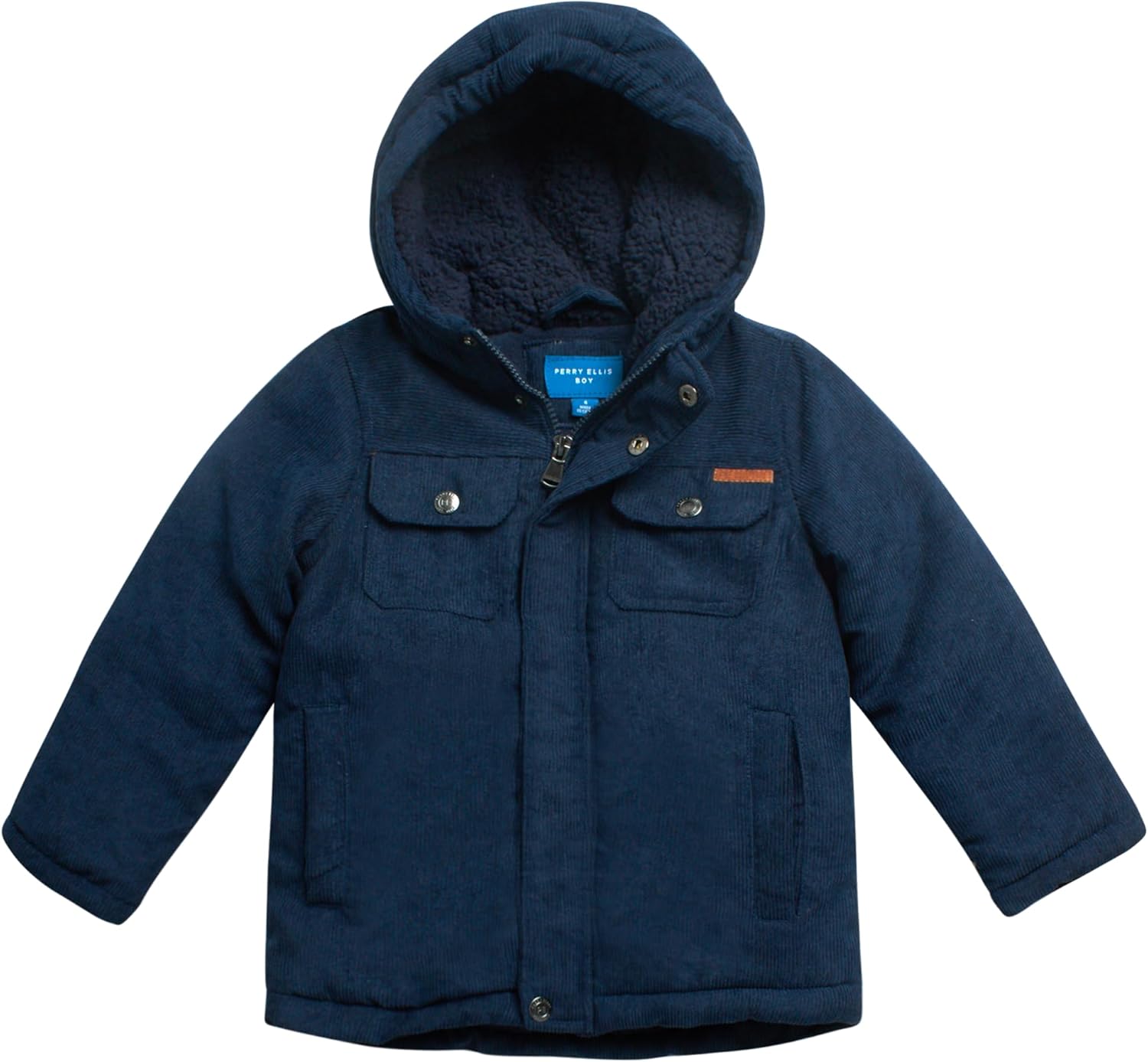 Perry Ellis Toddler Infant Baby Boys' Jacket - Quilted Corduroy Sherpa Lined Hooded Winter Puffer Jacket for Boys (12M-7)