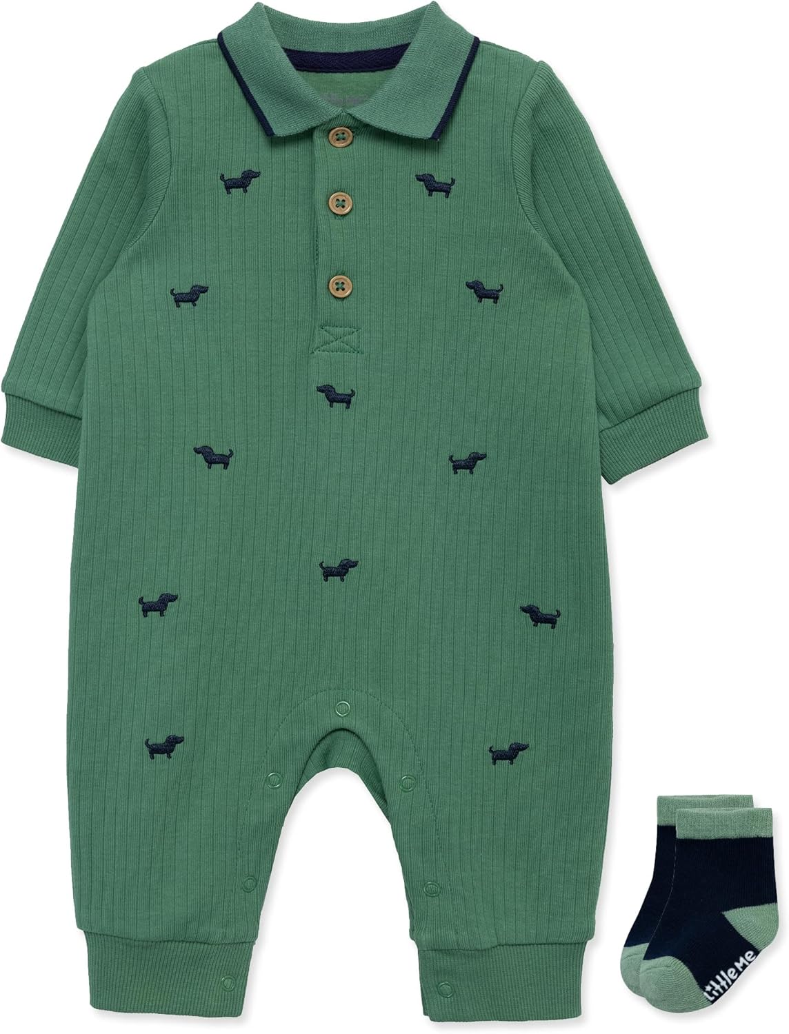 Little Me Clothes for Baby Boys' Coverall and Socks Set, 3 Months - 12 Months