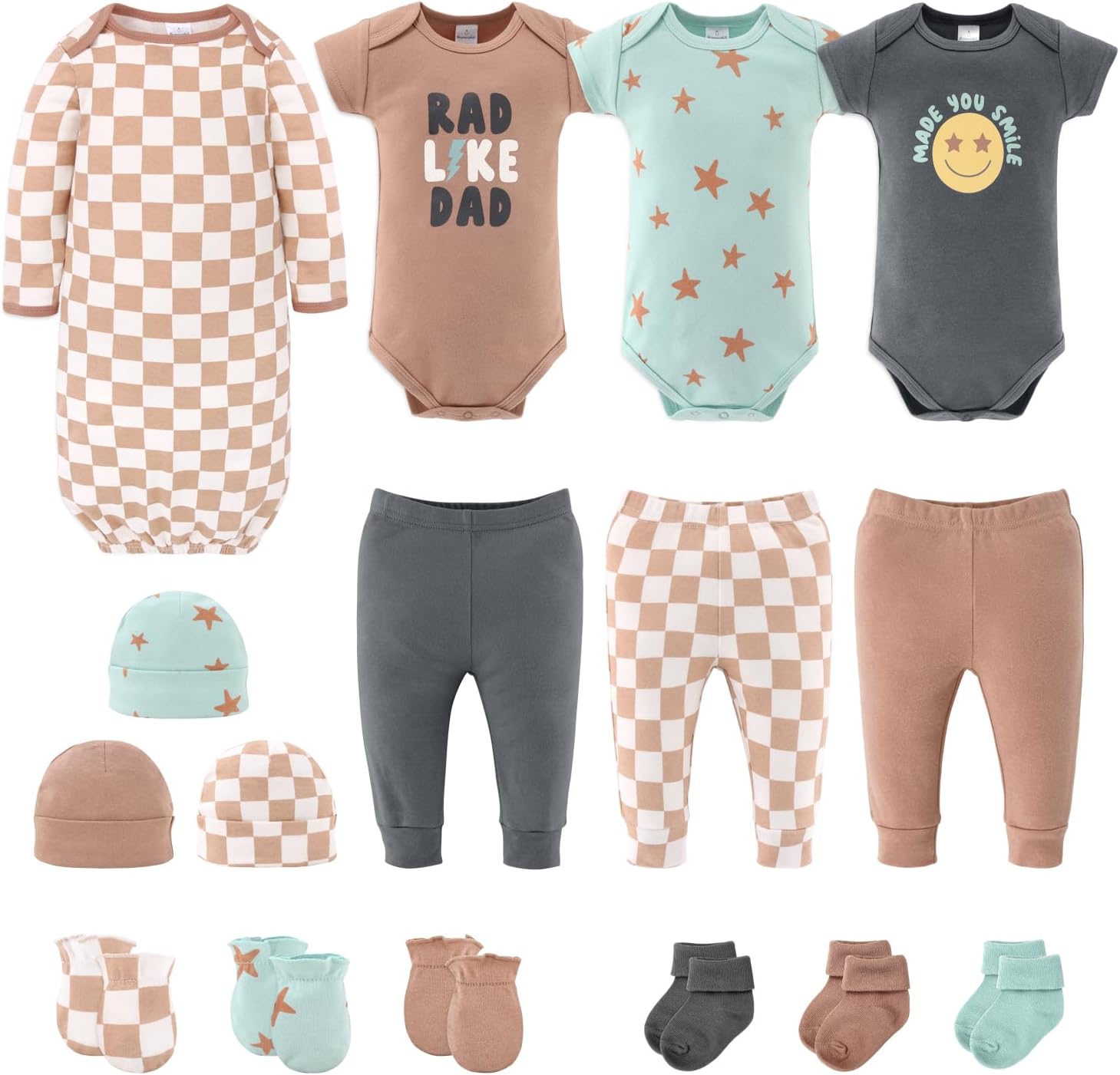 The Peanutshell Baby Layette Gift Set for Boys - 16 Piece New Born Gift Set, Baby Clothes & Newborn Essentials Must Haves - Newborn Clothes 0-3 Months - Skater Boy