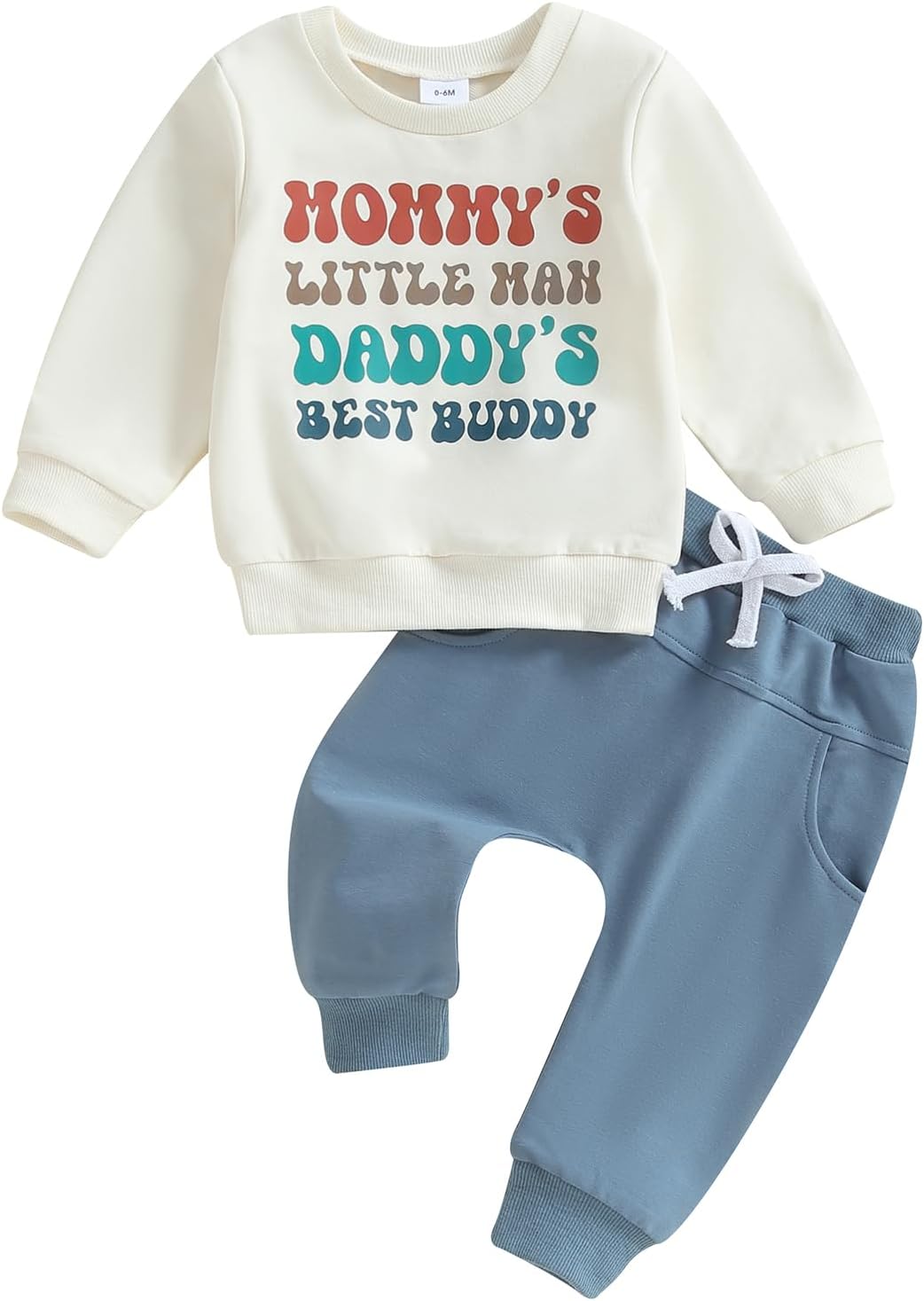 Toddler Baby Boy Fall Winter Clothes Mamas Little Boy Outfit Letter Long Sleeve Sweatshirts and Jogger Pants Set