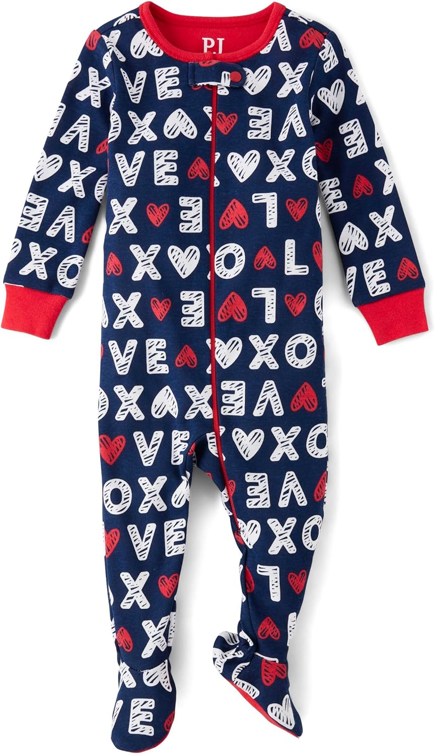 The Children's Place Baby Boys' and Toddler Long Sleeve 100% Cotton Zip-Front One Piece Footed Pajama