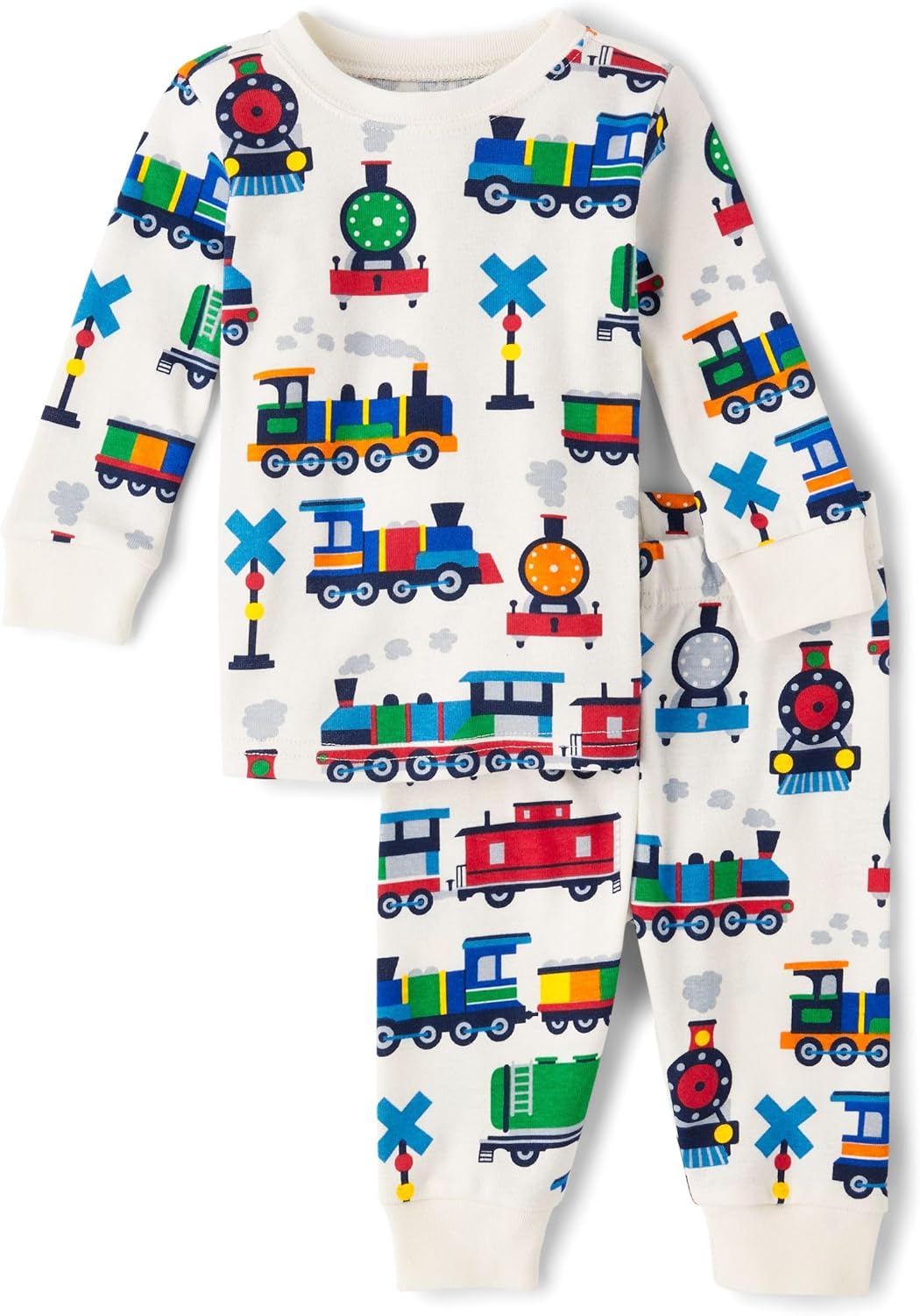 The Children's Place Baby Boys' and Toddler Long Sleeve Top and Pants Snug Fit 100% Cotton 2 Piece Pajama Set