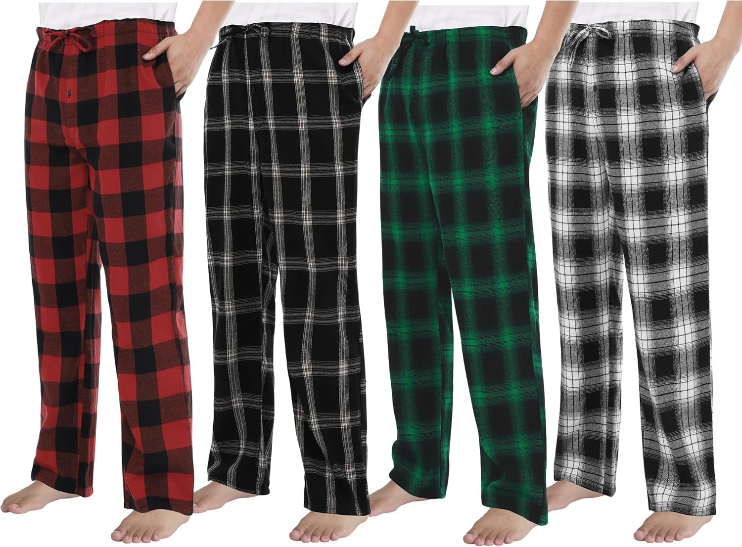 Motarto Men's Pajama Pants Flannel Plaid Pajama Pants Sleep & Lounge PJ Bottoms Warm Sleepwear Pants with Drawstring Pockets