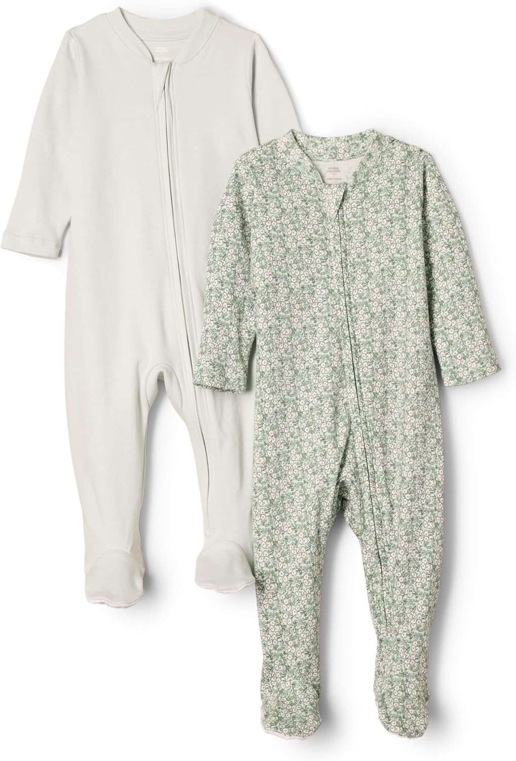 Amazon Essentials x Sofia Grainge Unisex Babies' Cotton Footed Sleep and Play Bodysuit, Pack of 2