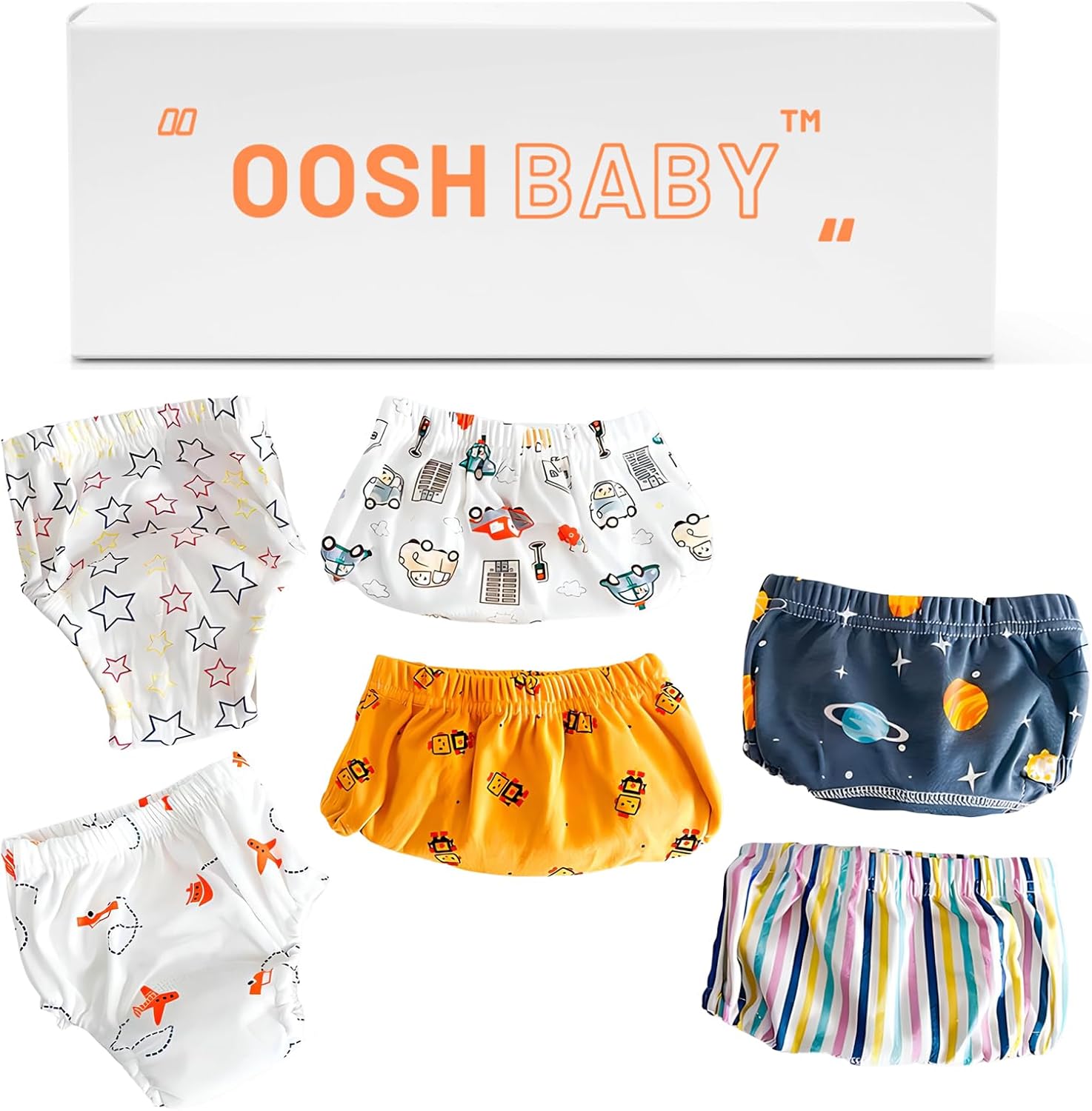 Oosh Baby Training Pants Reusable, Waterproof, Absorbent Potty Training Underwear Fits Toddler Boys and Girls (Medium)